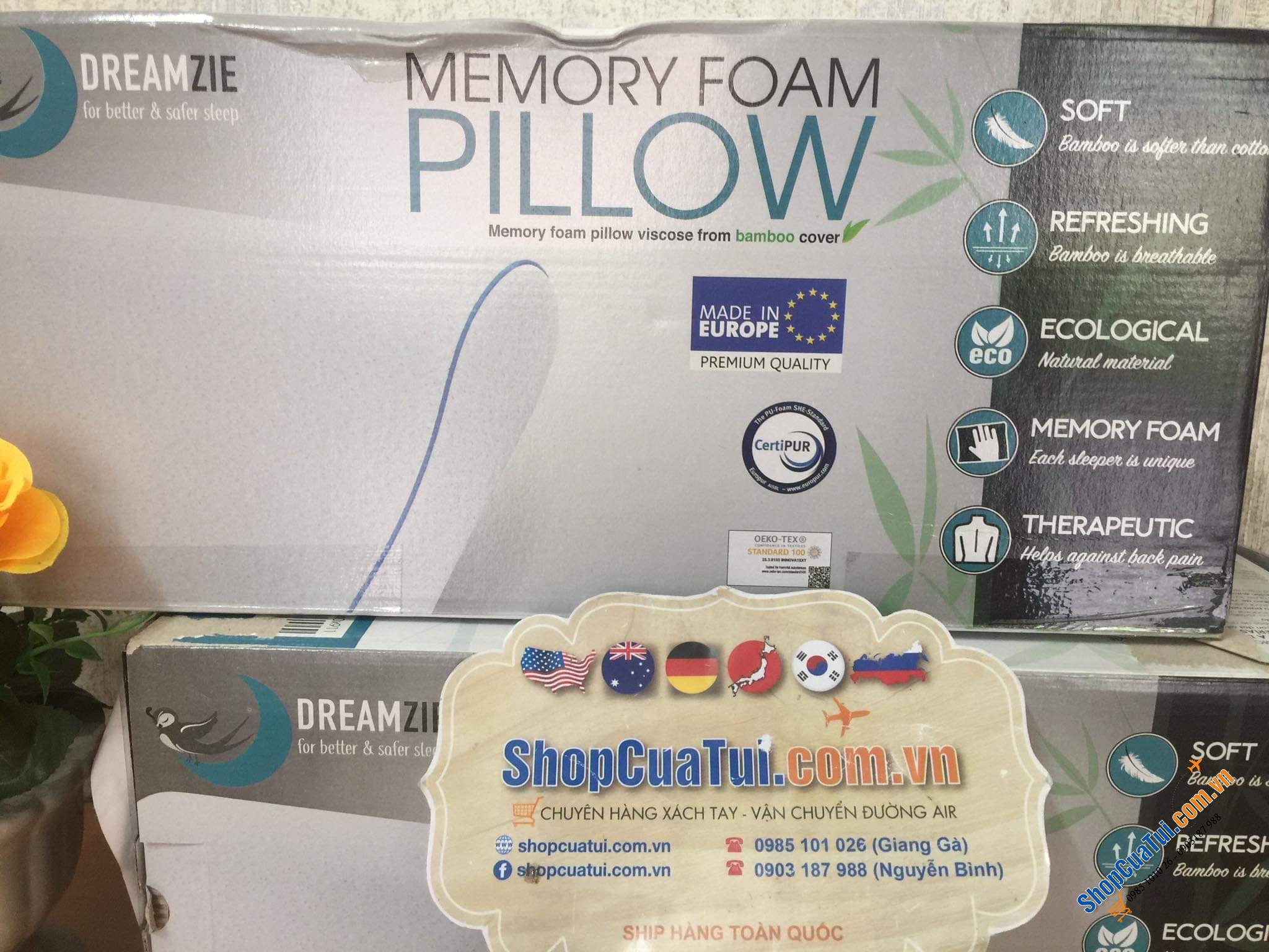 Gối Dreamzie Memory Foam Pillow - chống thoái hoá đốt sống cổ - hàng nội địa Đức - MADE IN EUROPE.