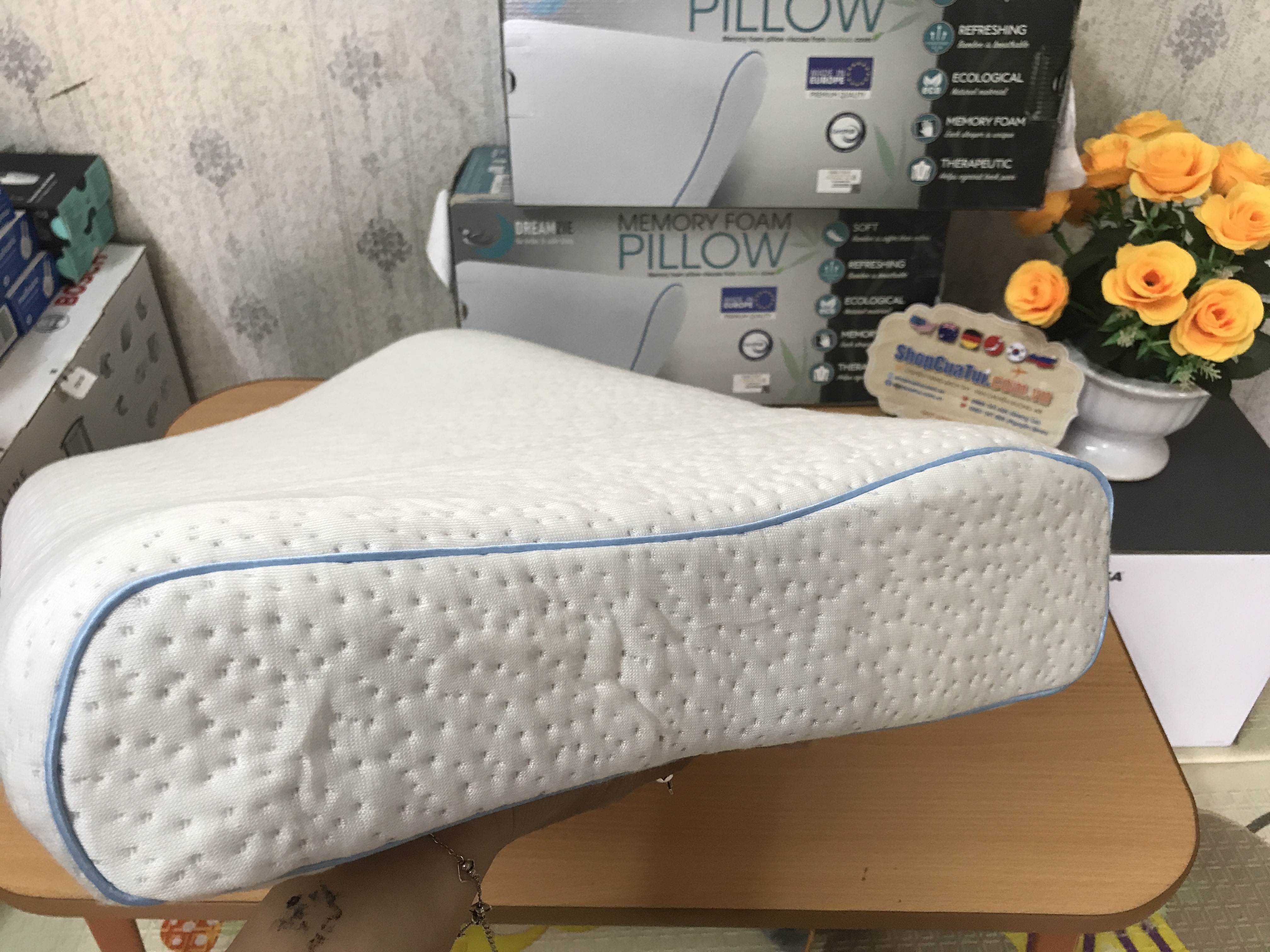 Gối Dreamzie Memory Foam Pillow - chống thoái hoá đốt sống cổ - hàng nội địa Đức - MADE IN EUROPE.