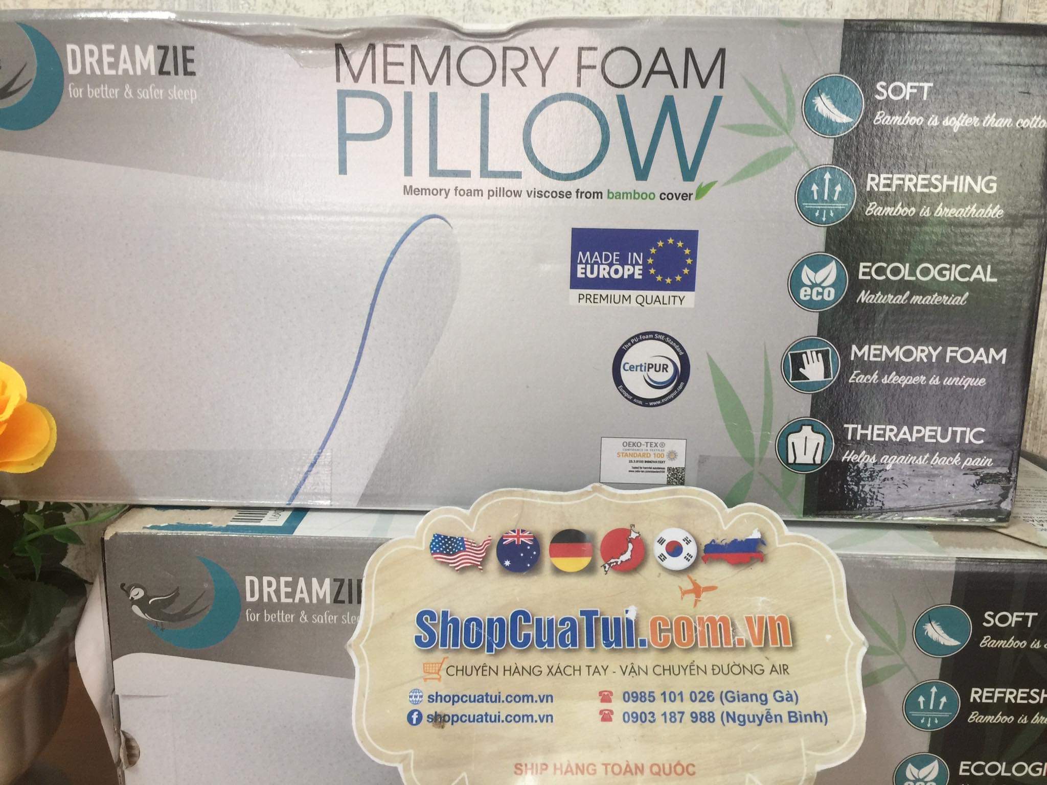 Gối Dreamzie Memory Foam Pillow - chống thoái hoá đốt sống cổ - hàng nội địa Đức - MADE IN EUROPE.