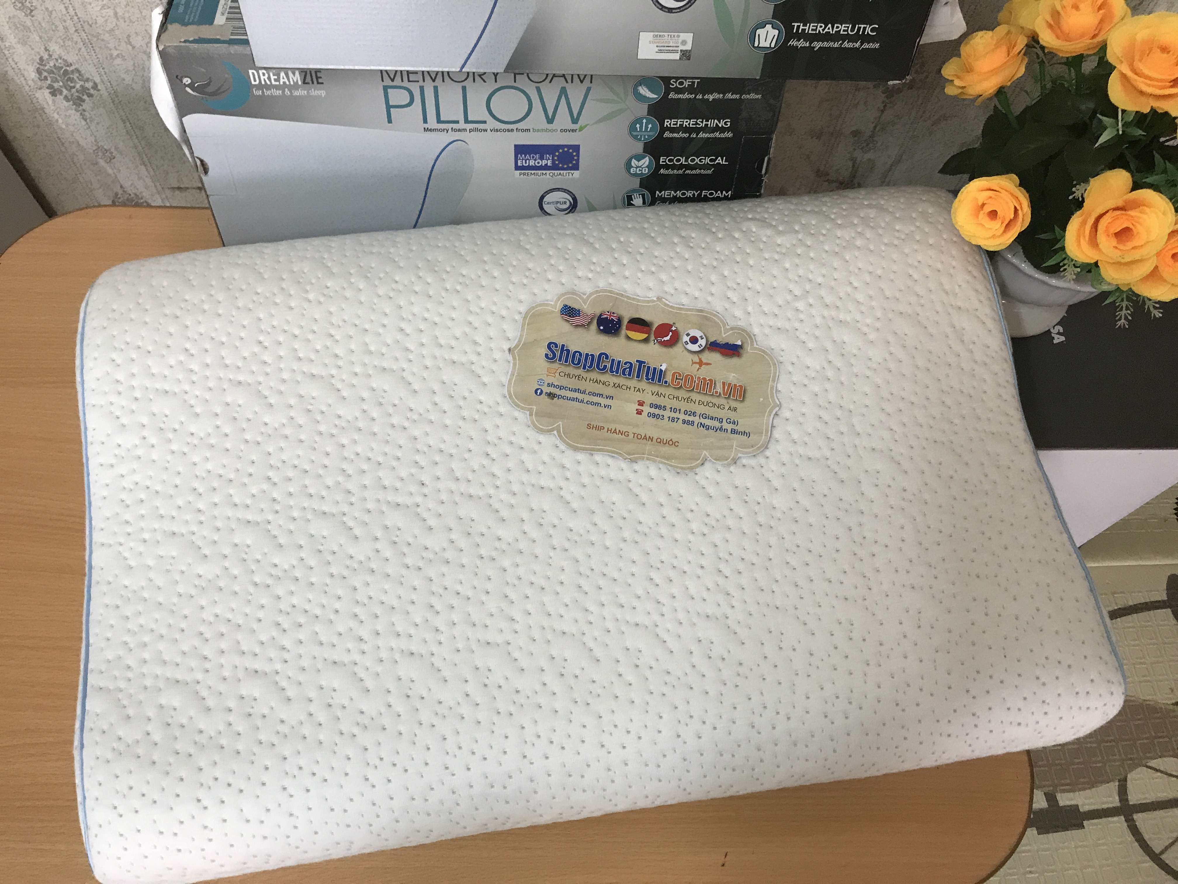 Gối Dreamzie Memory Foam Pillow - chống thoái hoá đốt sống cổ - hàng nội địa Đức - MADE IN EUROPE.