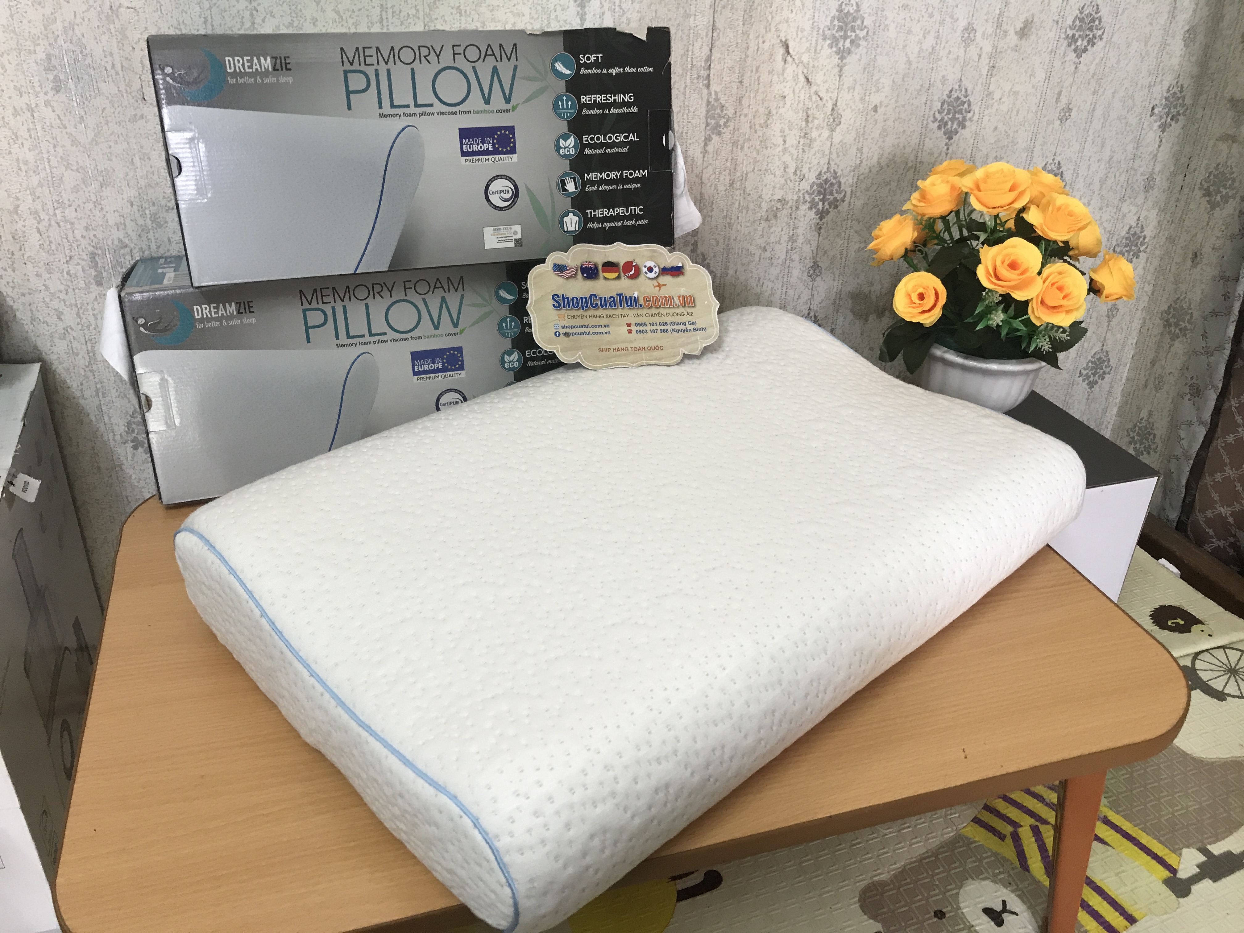 Gối Dreamzie Memory Foam Pillow - chống thoái hoá đốt sống cổ - hàng nội địa Đức - MADE IN EUROPE.