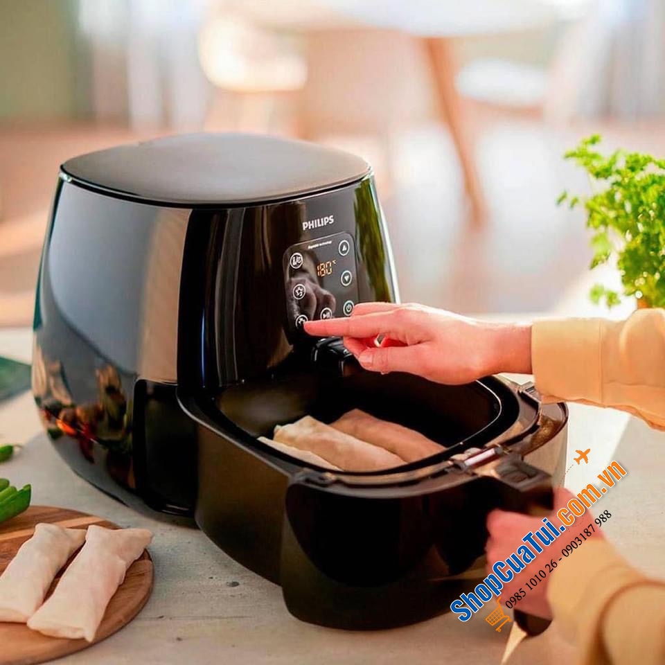 NỒI CHIÊN KHÔNG DẦU PHILIPS HD 9261 với 1,2kg thực phẩm công suất 1900w