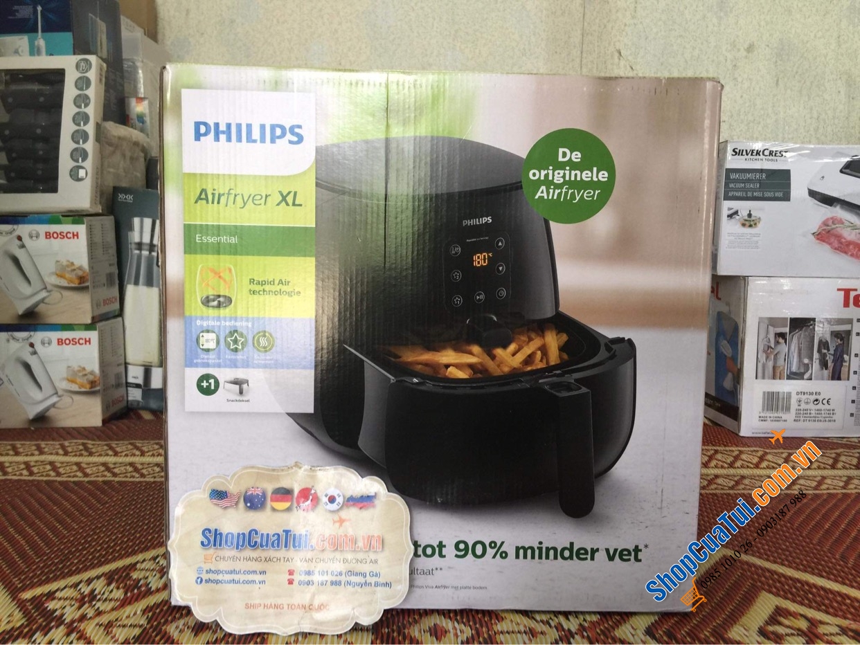 NỒI CHIÊN KHÔNG DẦU PHILIPS HD 9261 với 1,2kg thực phẩm công suất 1900w