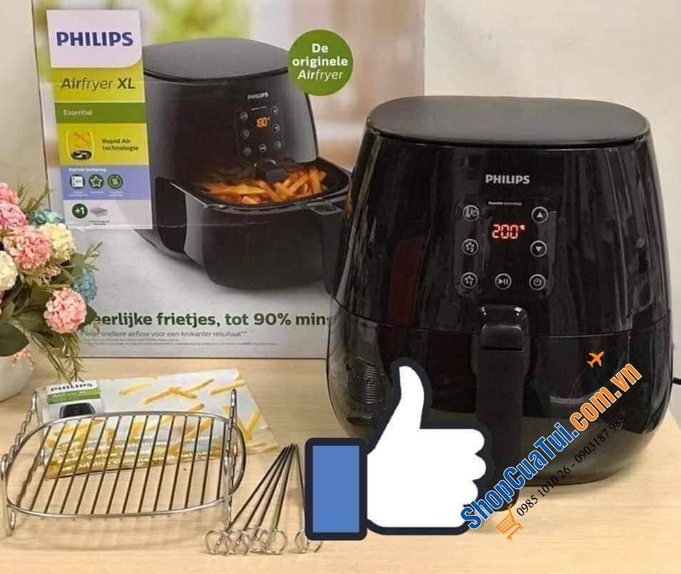 NỒI CHIÊN KHÔNG DẦU PHILIPS HD 9261 với 1,2kg thực phẩm công suất 1900w