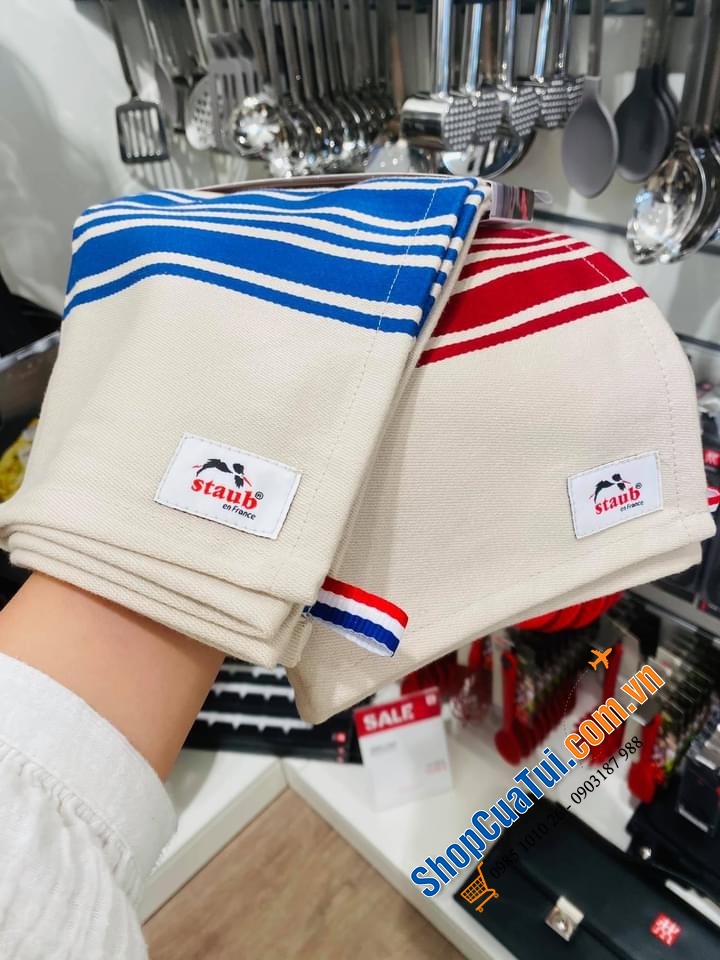 KHĂN LAU BÁT STAUB GERMANY. Màu đỏ, màu xanh, màu xám