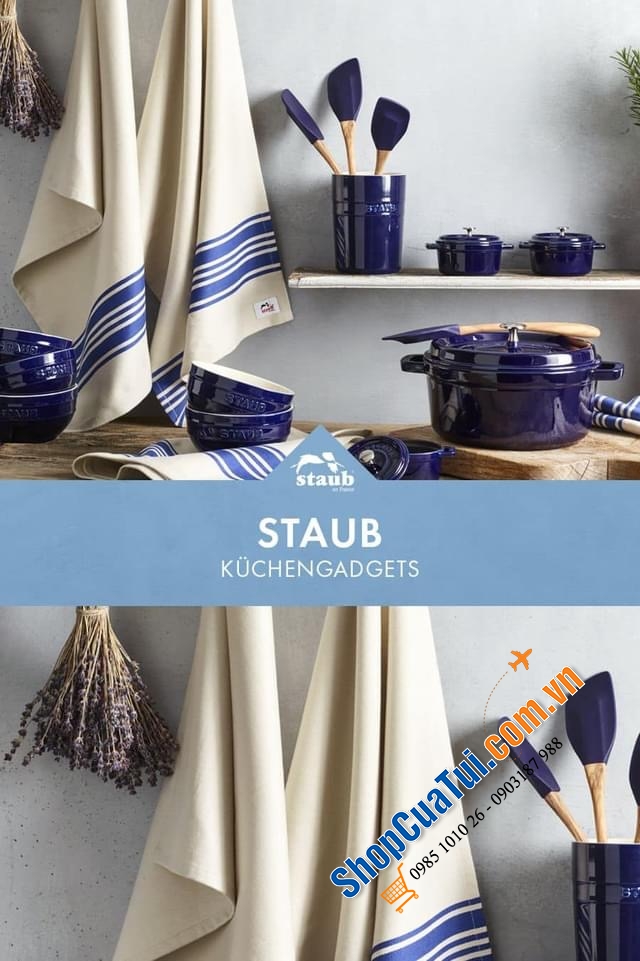 KHĂN LAU BÁT STAUB GERMANY. Màu đỏ, màu xanh, màu xám