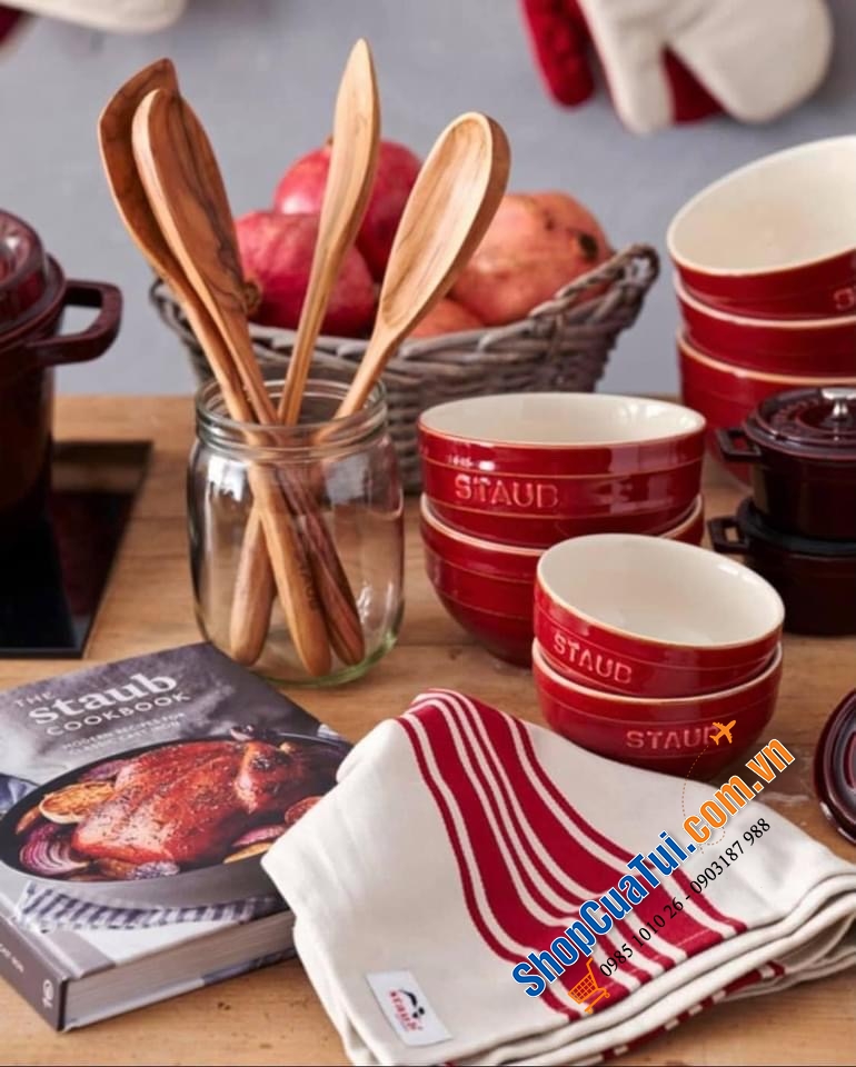 KHĂN LAU BÁT STAUB GERMANY. Màu đỏ, màu xanh, màu xám