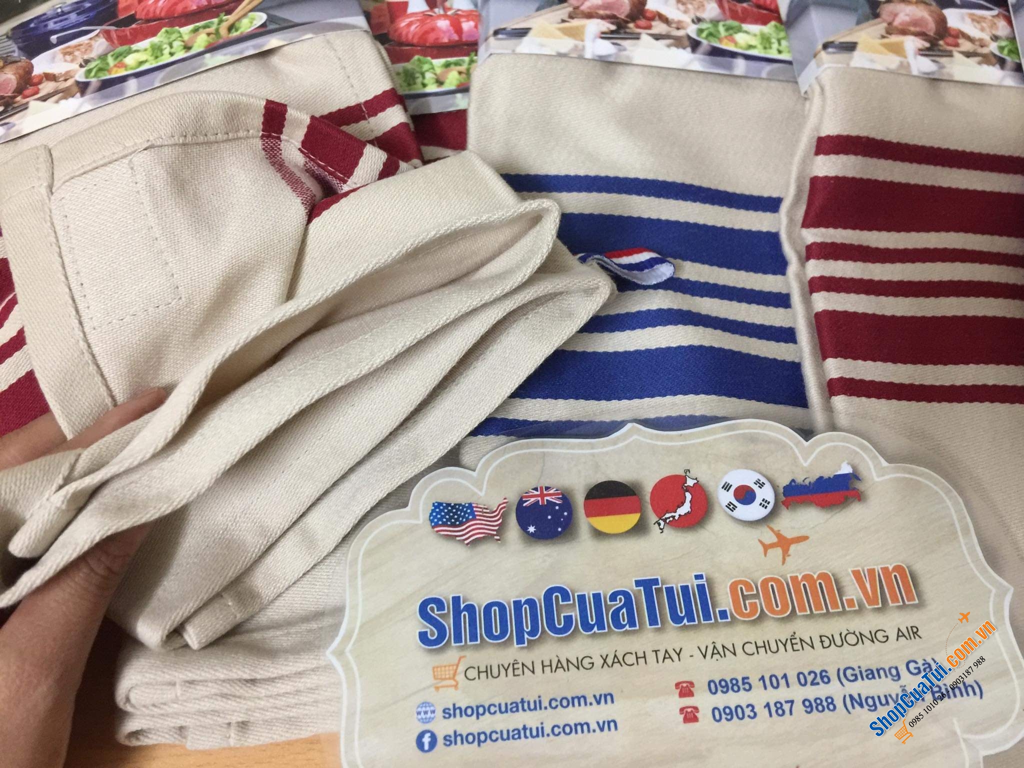 KHĂN LAU BÁT STAUB GERMANY. Màu đỏ, màu xanh, màu xám