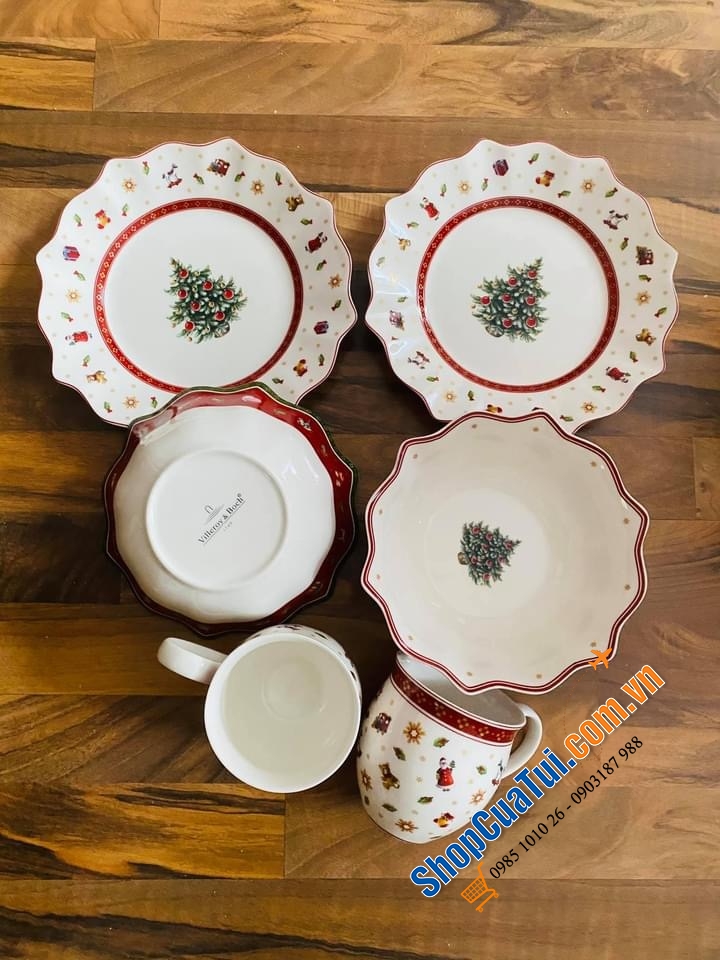 BỘ ĐĨA BÁT CỐC NOEL VILLEROY BOCH CHO 2 NGƯỜI.