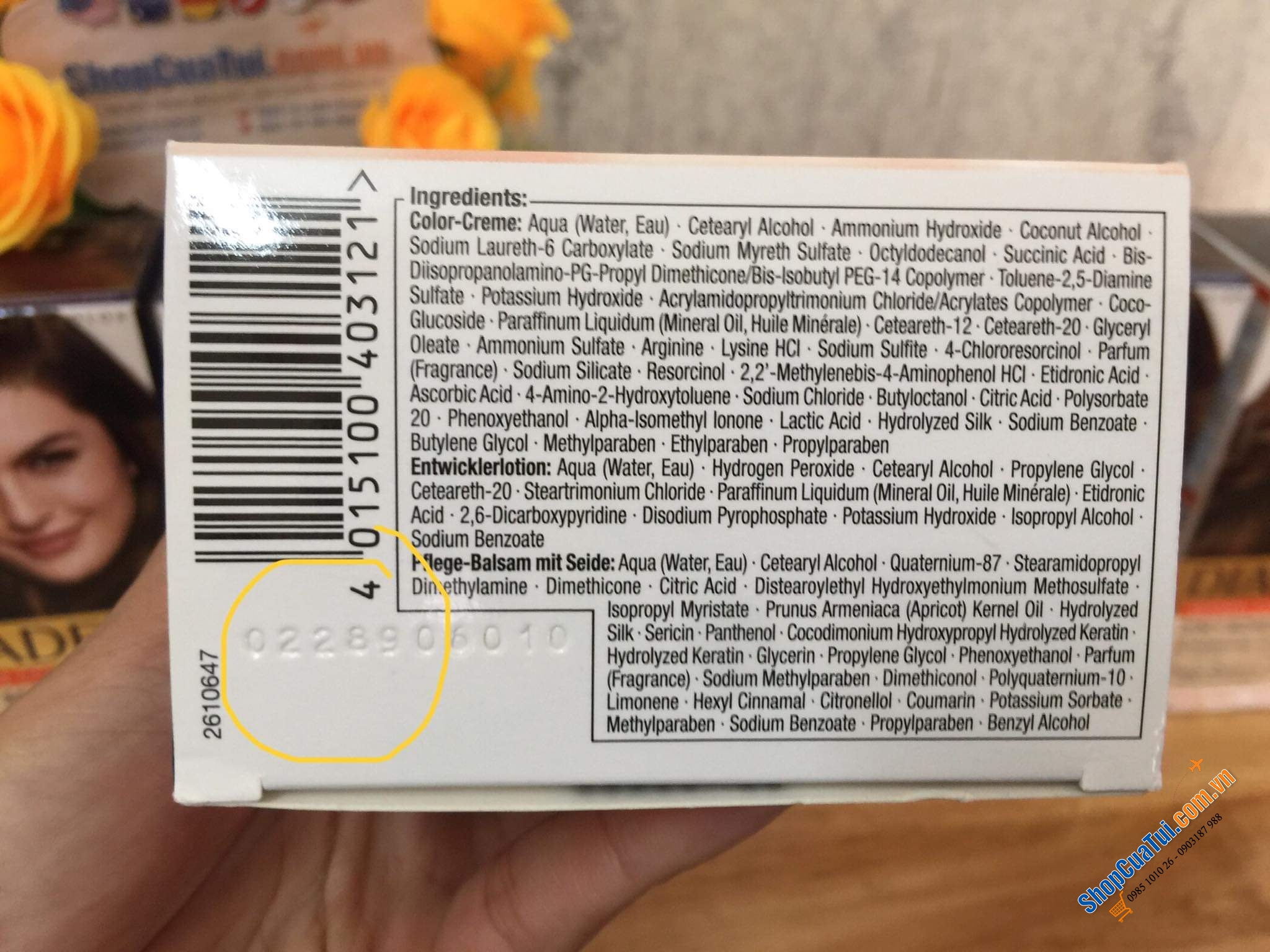 Thuốc nhuộm tóc nữ PHỦ BẠC  Diadem Schwarzkopf- hàng nội địa Đức - Số 718 màu nâu hạt dẻ tự nhiên.