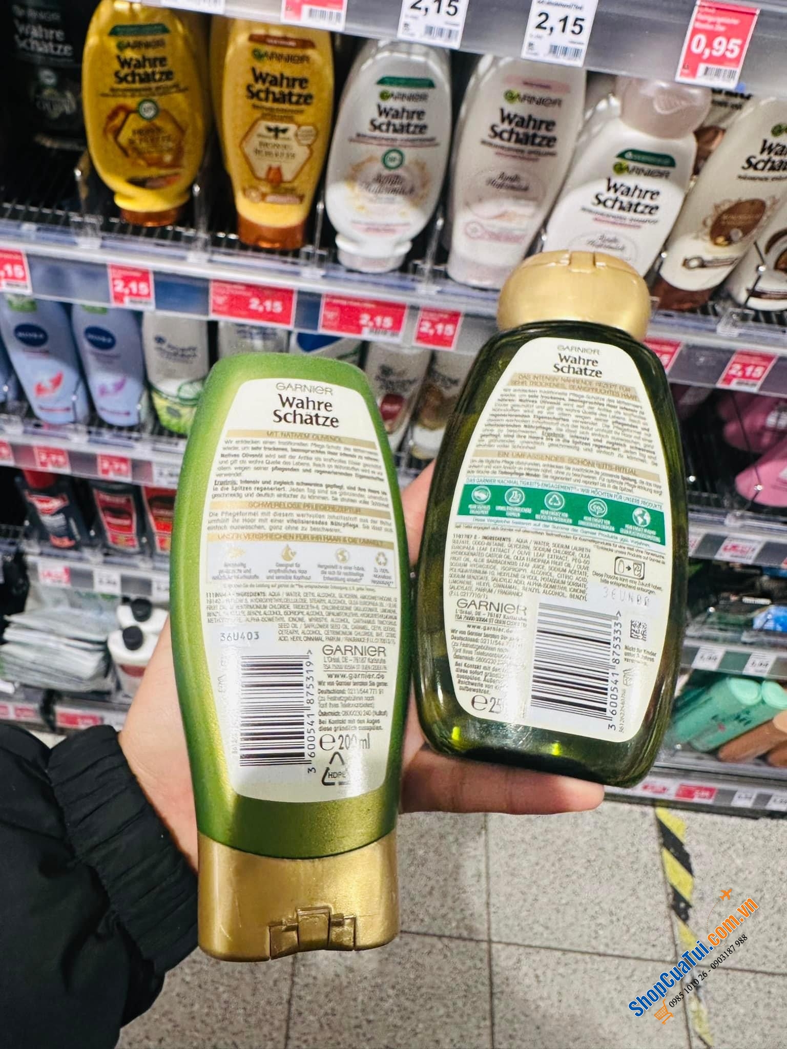 Bộ dầu gội xả tóc Garnier Wahre Schatze tinh chất bơ và dầu hạt mỡ và bộ tinh chất Olive cho tóc khô và tóc hư tổn