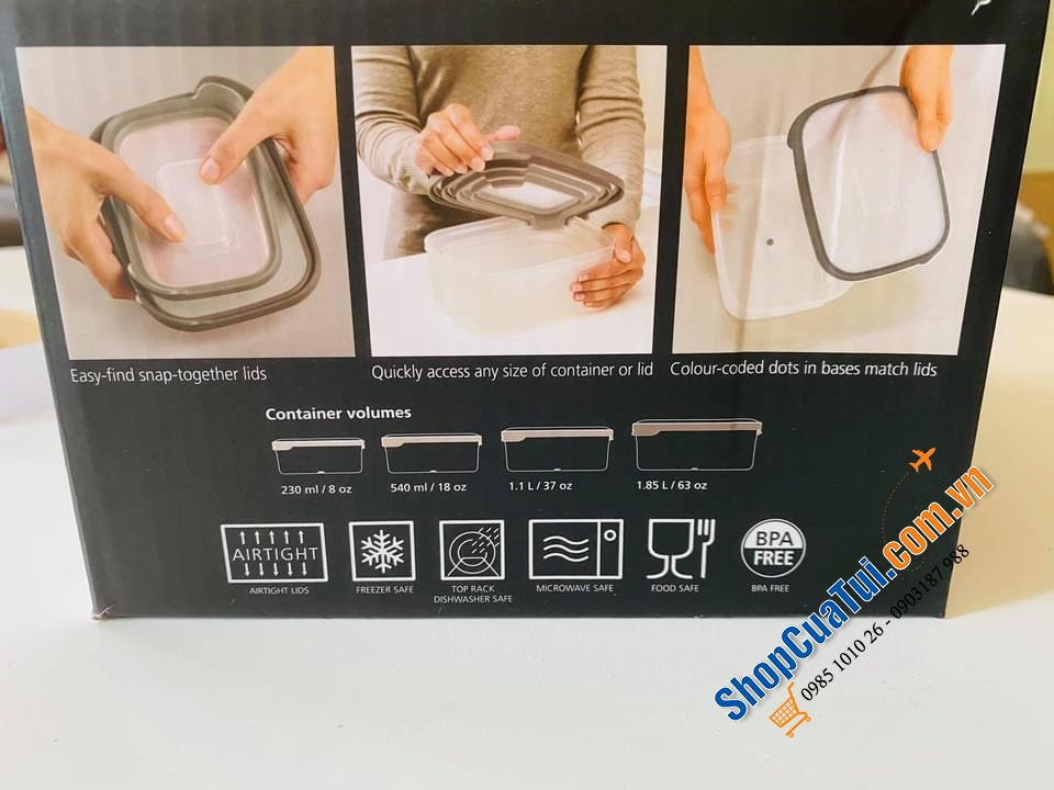 SET 4 HỘP ĐỰNG THỰC PHẨM JOSEPH JOSEPH XÁM.