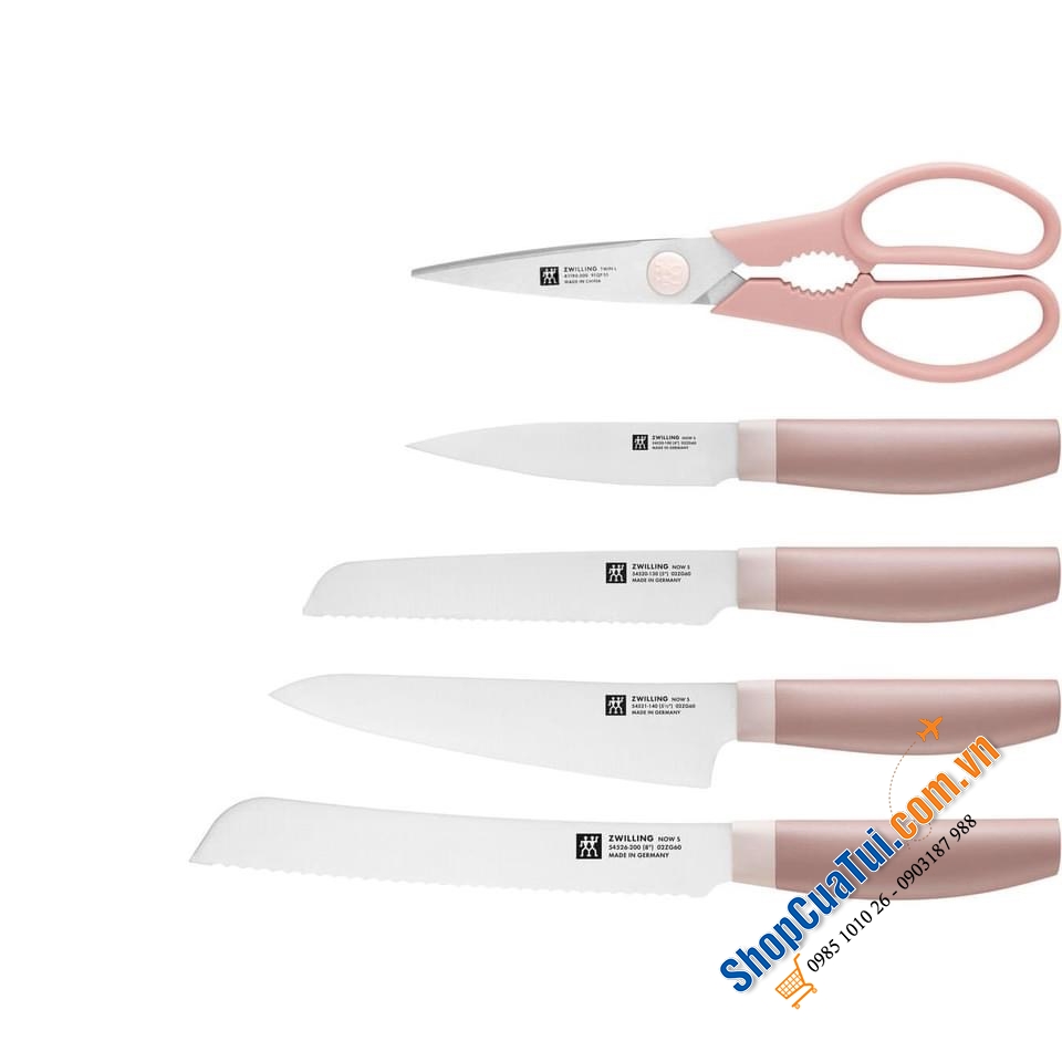 BỘ DAO ZWILLING NOW S 6 MÓN MÀU HỒNG PASTEL SIÊU ĐẸP - MADE IN GERMANY.