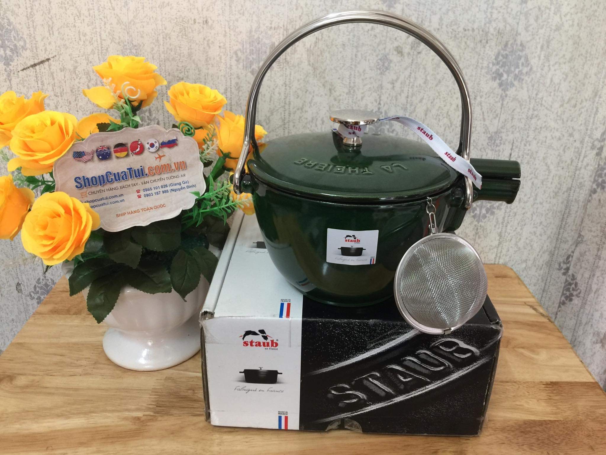 ẤM ĐUN TRÀ GANG STAUB KÈM LÕI LỌC - MADE IN FRANCE. - Màu đen
