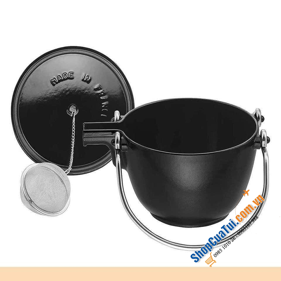ẤM ĐUN TRÀ GANG STAUB KÈM LÕI LỌC - MADE IN FRANCE. - Màu đen