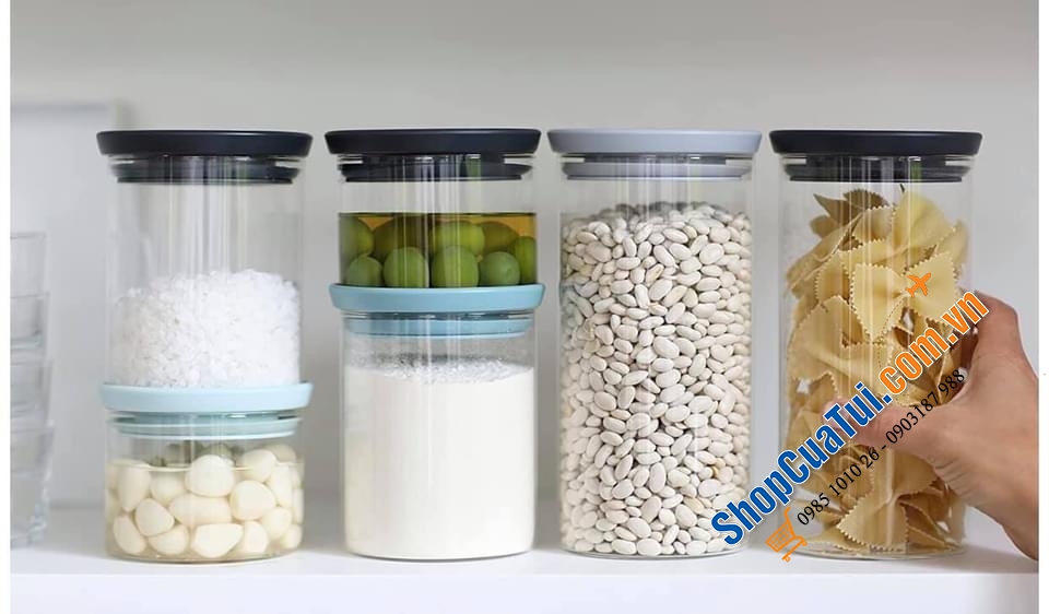 Set 3 hộp/ lọ thuỷ tinh Brabantia.