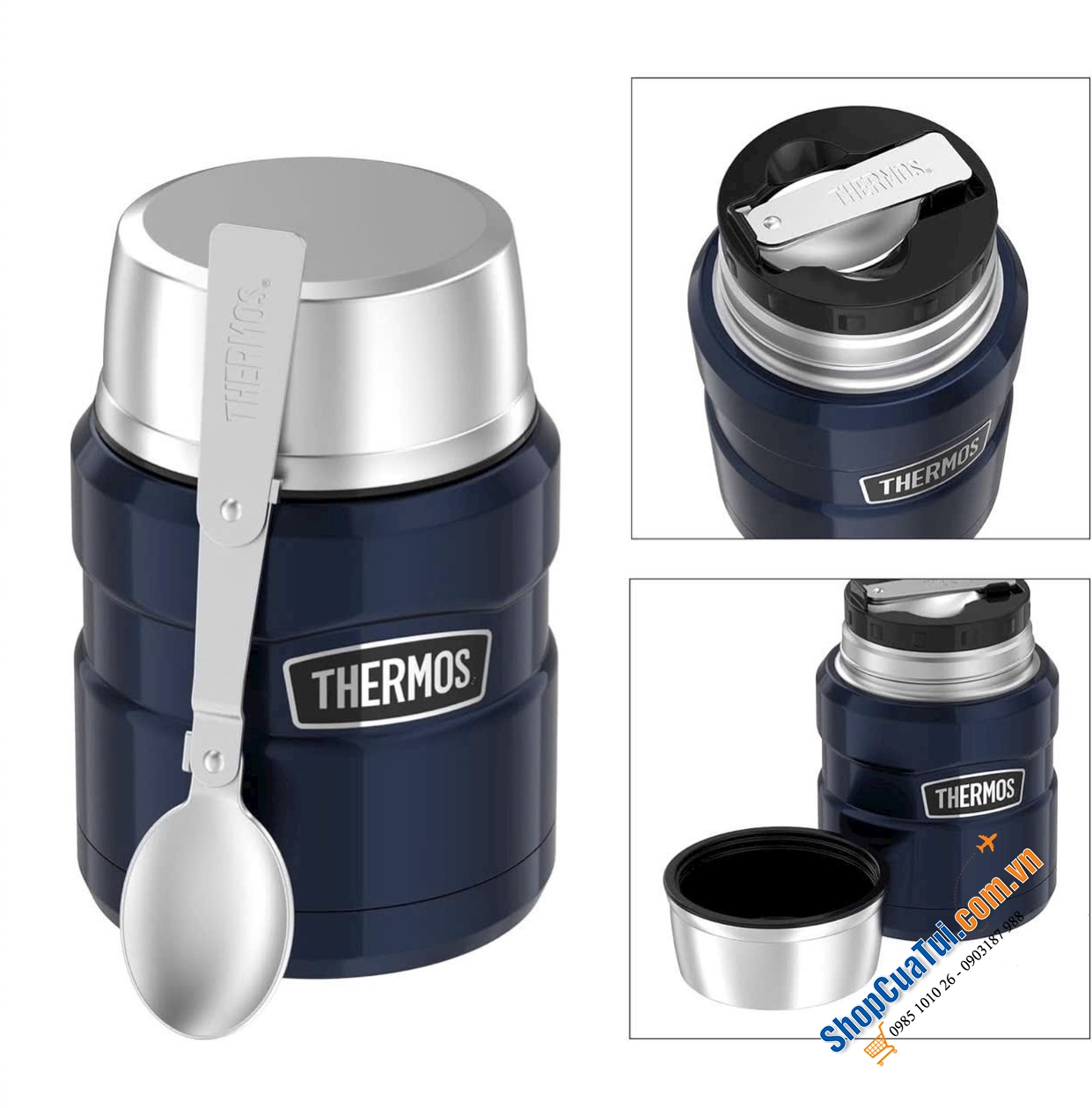 Cặp lồng nhỏ -  Hộp đựng thức ăn giữ nhiệt Thermos Stainless King Food - Dùng mang đồ ăn đi làm/đi picnic. - 470ml