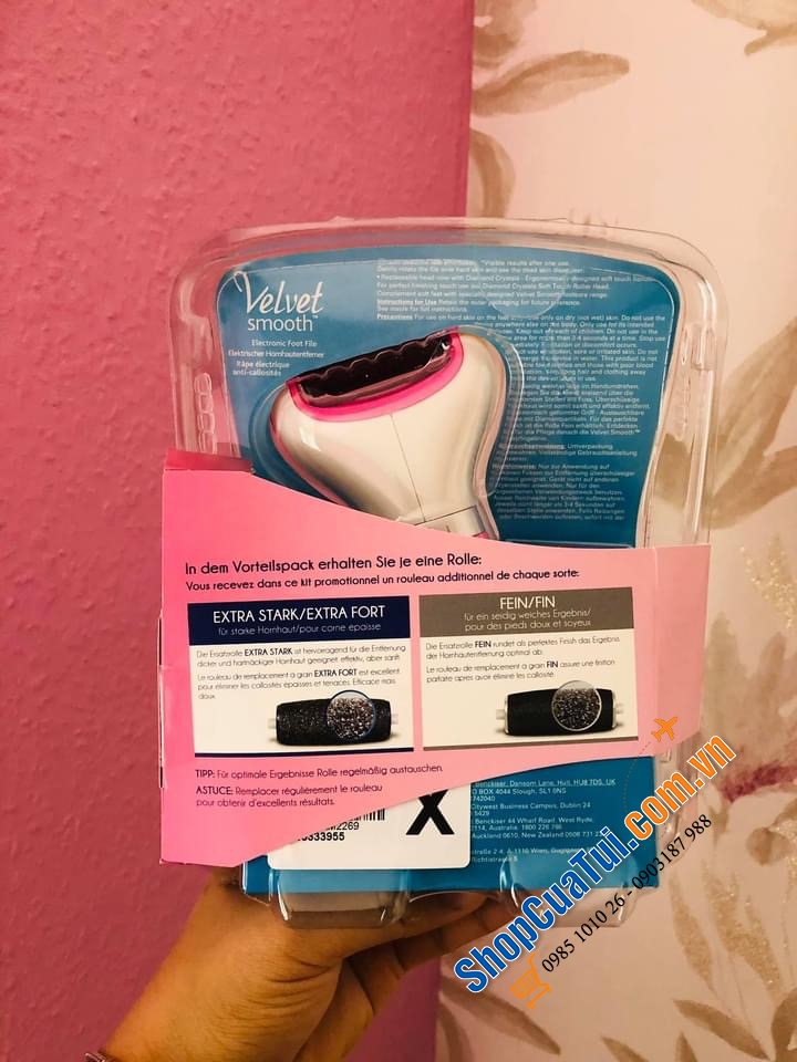 MÁY MÀI DA CHẾT GÓT CHÂN TAY SCHOLL CAO CẤP - dùng pin - Máy chà gót chân SCHOLL VELVET SMOOTH Râpe electrique giúp gót chân mềm mịn, loại bỏ sạch da chết, chai sần...