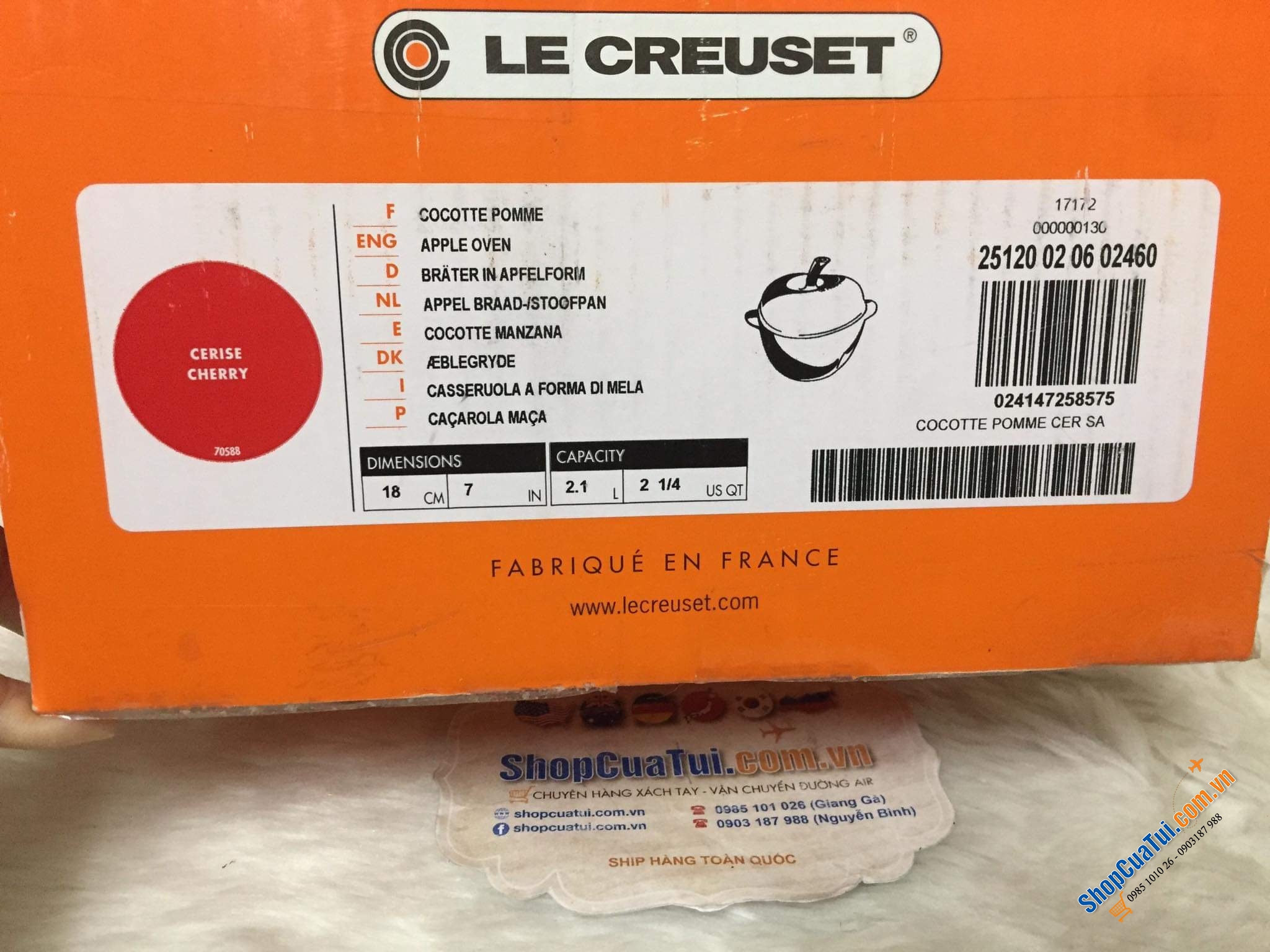 NỒI GANG ĐÚC QUẢ TÁO LE CREUSET ĐỎ 18 CM - 2,1 Lit.