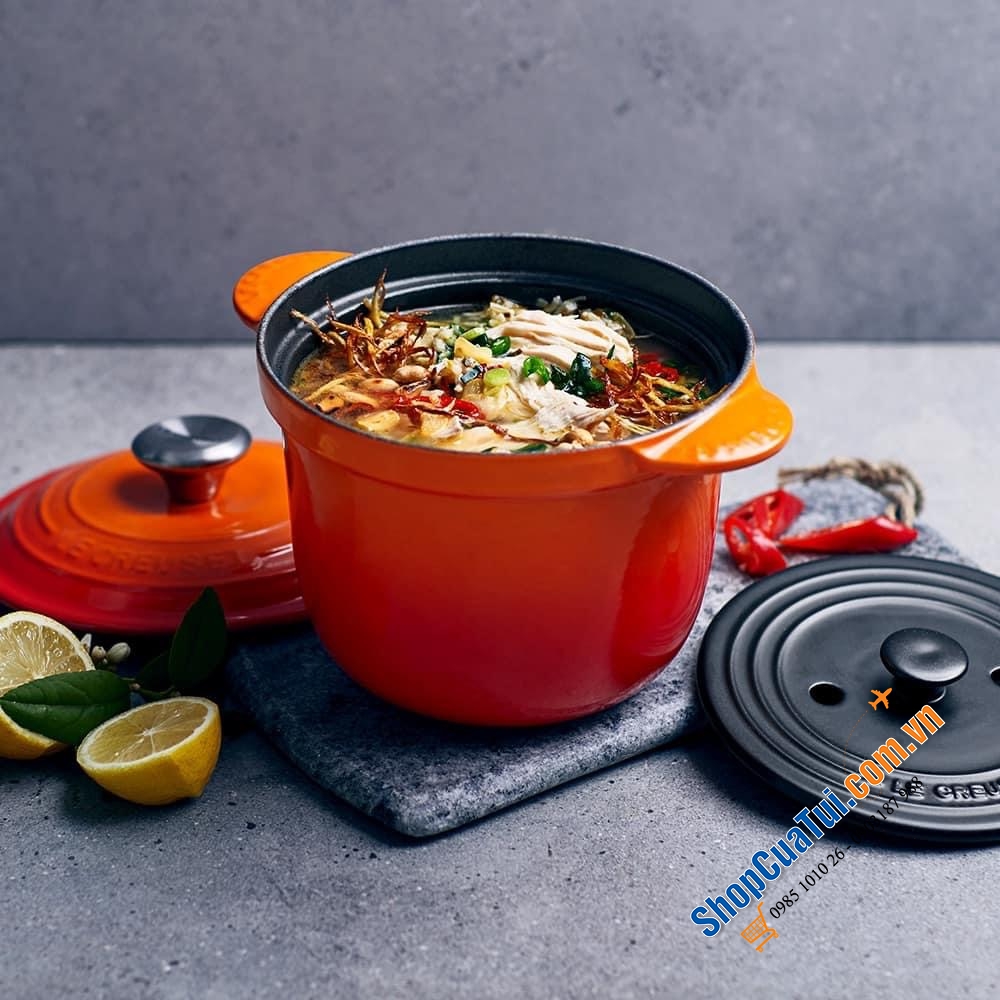 NỒI LE CREUSET 18 cm 2 vung màu cam