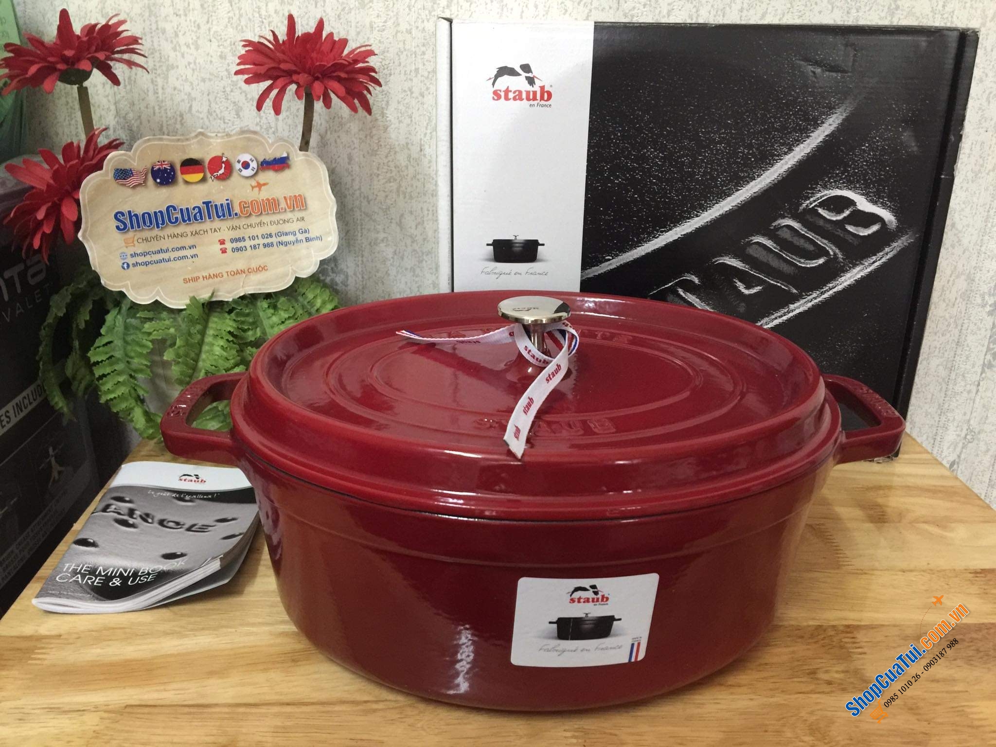 NỒI GANG ĐÚC STAUB OVAL 33CM MÀU ĐỎ SIÊU ĐẸP