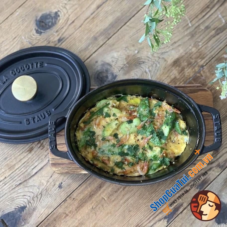 NỒI STAUB OVAL 11 cm mini màu XÁM  - MADE IN FRANCE