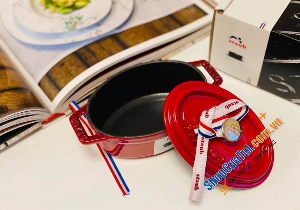 NỒI STAUB OVAL 11 cm mini màu XÁM  - MADE IN FRANCE