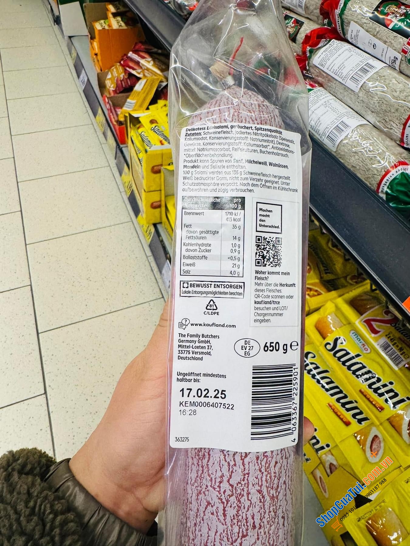 SALAMI ĐỨC LOẠI NGON Delikates Edelsalami SIÊU TO 650 GRAM