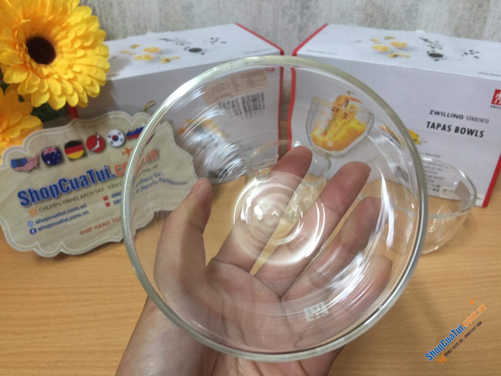 SET 3 BÁT THUỶ TINH 2 LÒNG ZWILING TAPPAS 130ml - bát 2 thành cầm không bị nóng hay lạnh