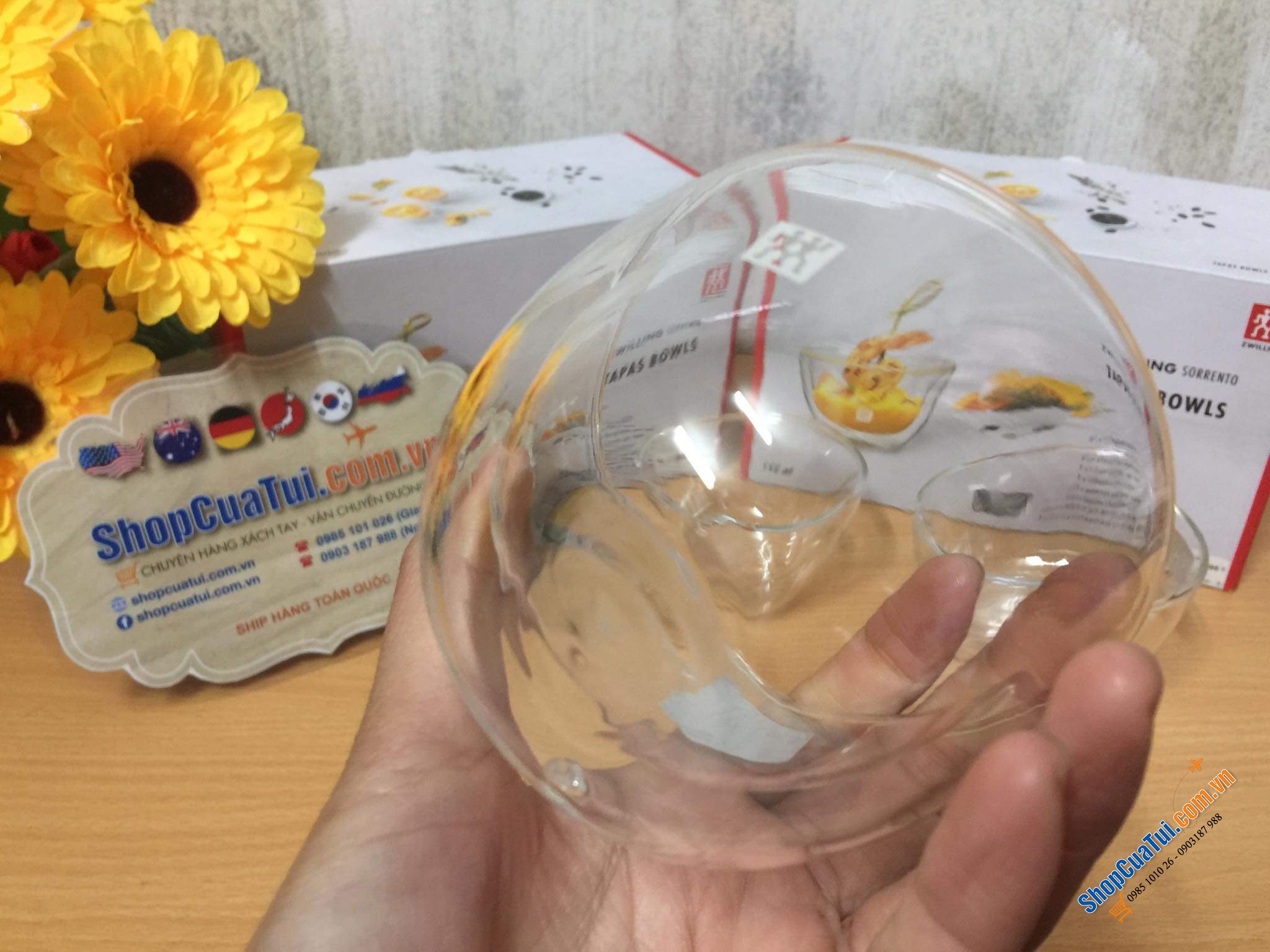 SET 3 BÁT THUỶ TINH 2 LÒNG ZWILING TAPPAS 130ml - bát 2 thành cầm không bị nóng hay lạnh