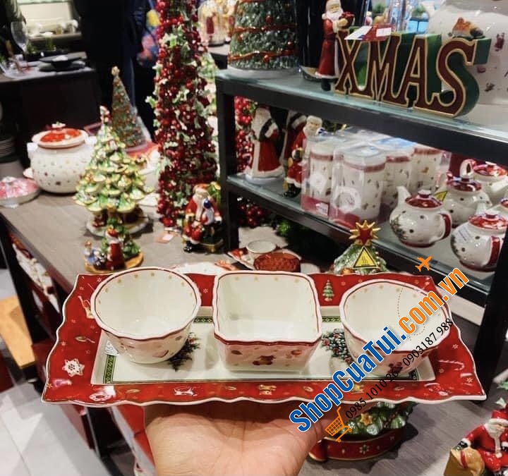 SET 4 món hũ VILLEROY BOCH NOEL ( 3 hũ + 1 đĩa)