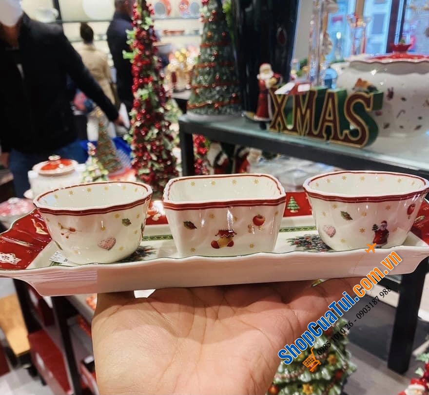 SET 4 món hũ VILLEROY BOCH NOEL ( 3 hũ + 1 đĩa)