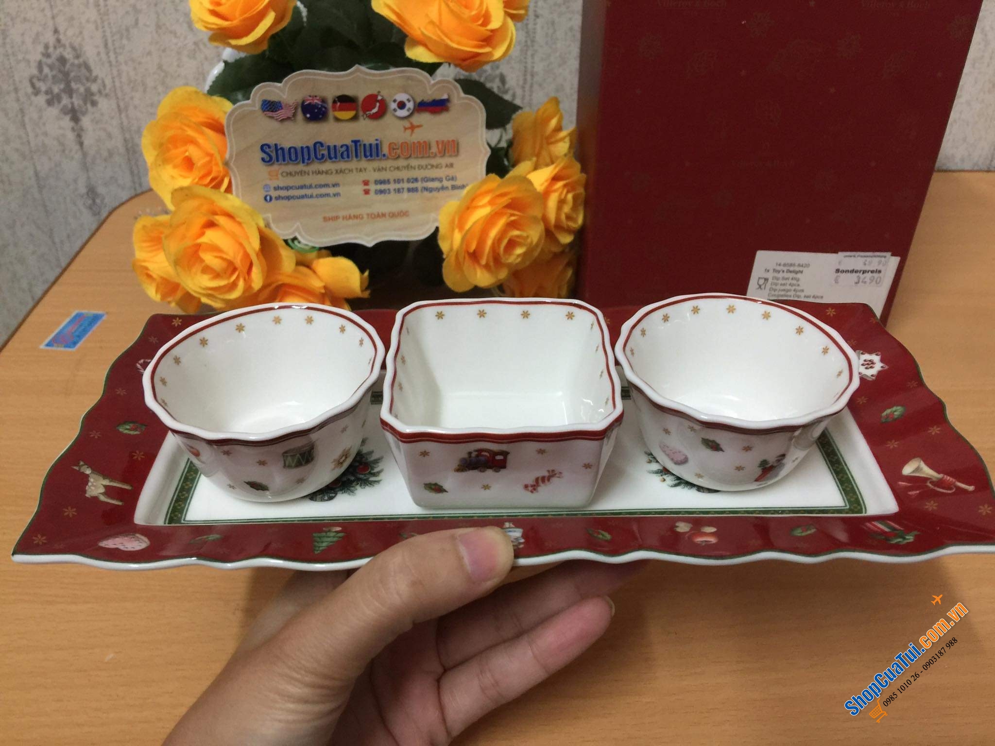 SET 4 món hũ VILLEROY BOCH NOEL ( 3 hũ + 1 đĩa)