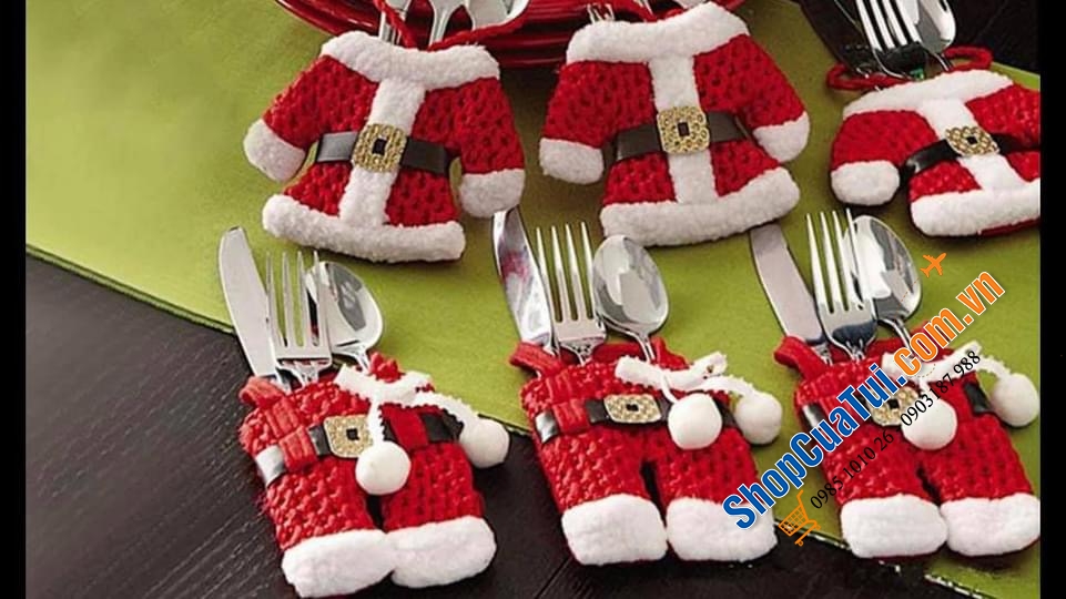 BAO ĐỰNG DAO DĨA THÌA ĐŨA HÌNH TRANG PHỤC ÔNG GIÀ NOEL