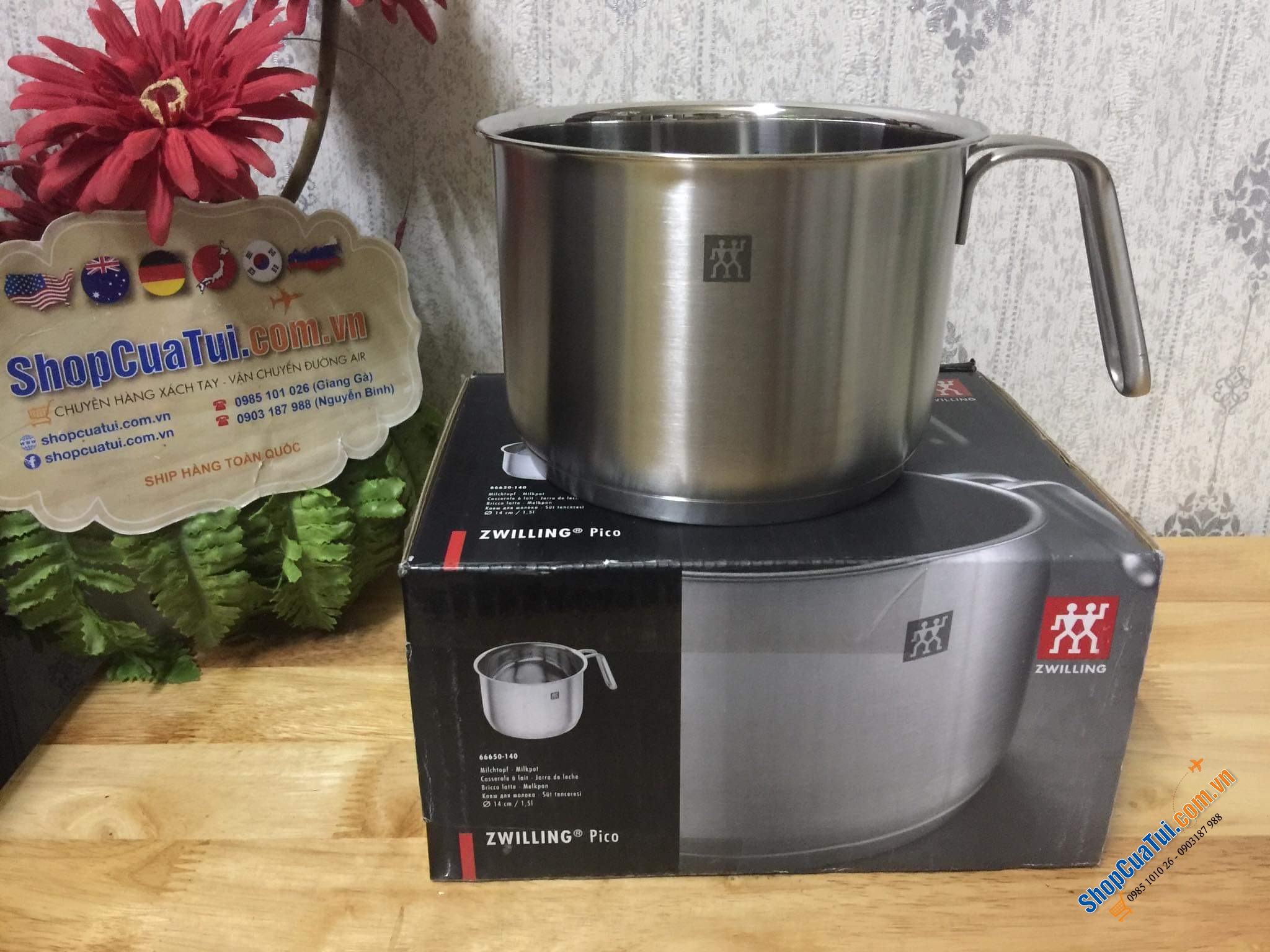Ca đun sữa INOX ZWILLING, CA ĐUN KHÔNG CHỐNG DÍNH ZWILLING 14 CM VỚI DÁNG TAY CẦM PHONG CÁCH
