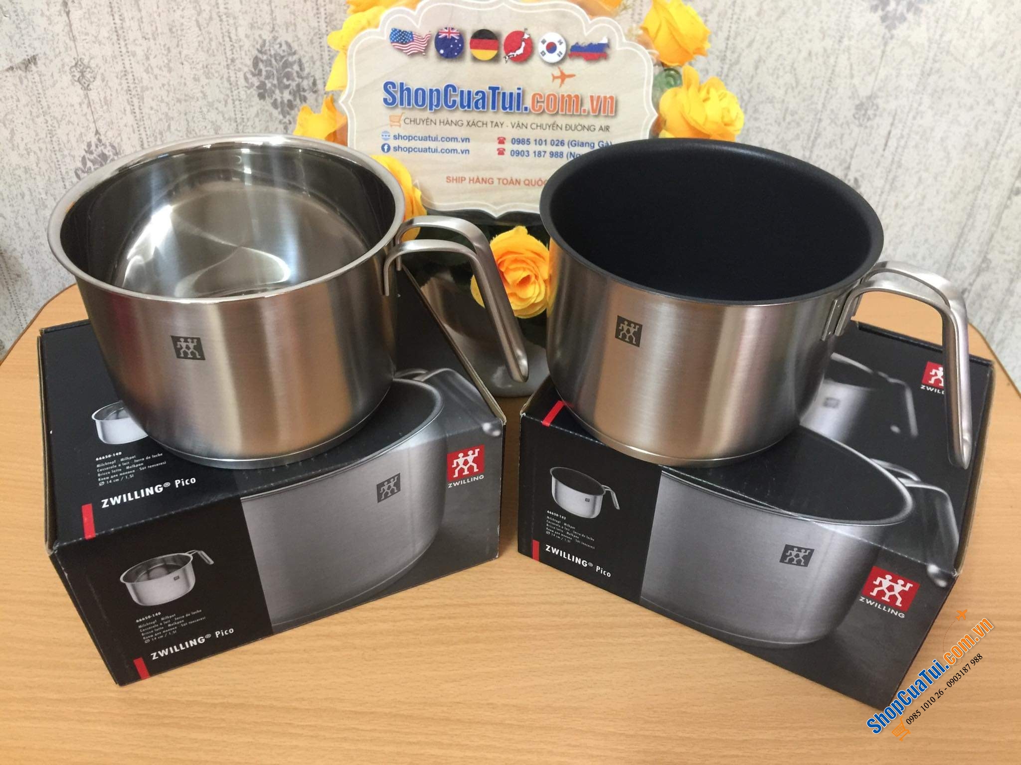 Ca đun sữa INOX ZWILLING, CA ĐUN KHÔNG CHỐNG DÍNH ZWILLING 14 CM VỚI DÁNG TAY CẦM PHONG CÁCH