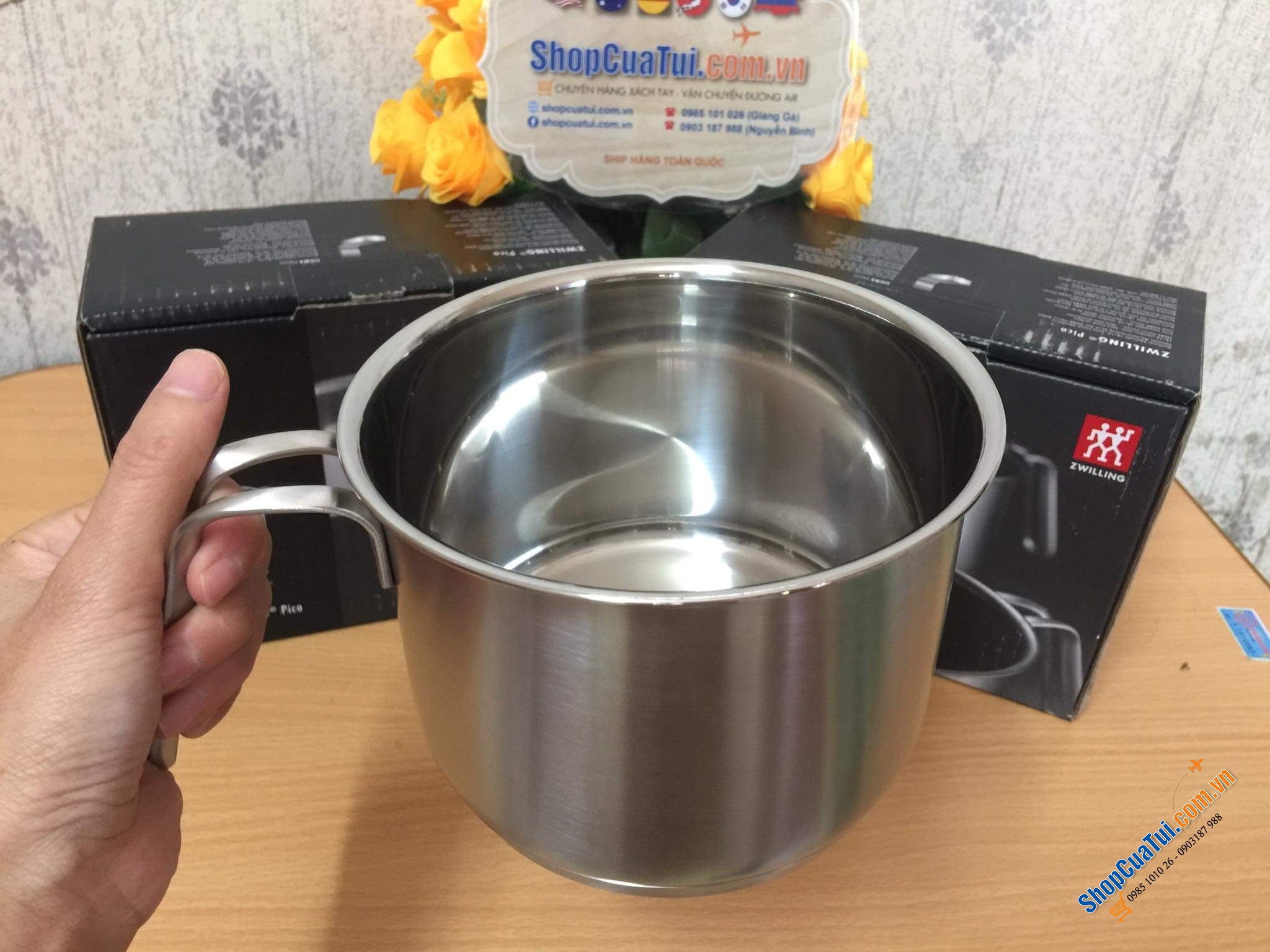Ca đun sữa INOX ZWILLING, CA ĐUN KHÔNG CHỐNG DÍNH ZWILLING 14 CM VỚI DÁNG TAY CẦM PHONG CÁCH