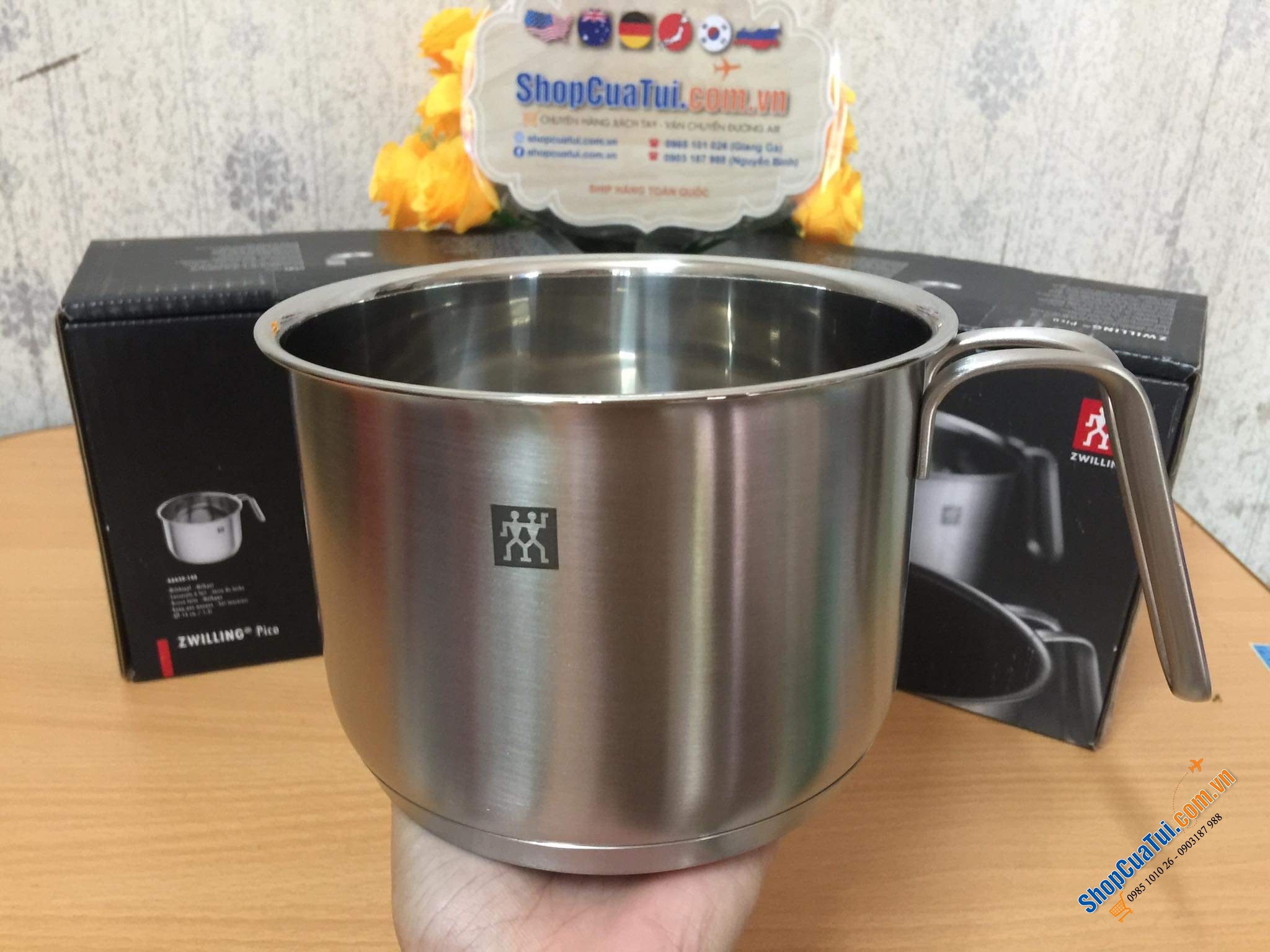 Ca đun sữa INOX ZWILLING, CA ĐUN KHÔNG CHỐNG DÍNH ZWILLING 14 CM VỚI DÁNG TAY CẦM PHONG CÁCH