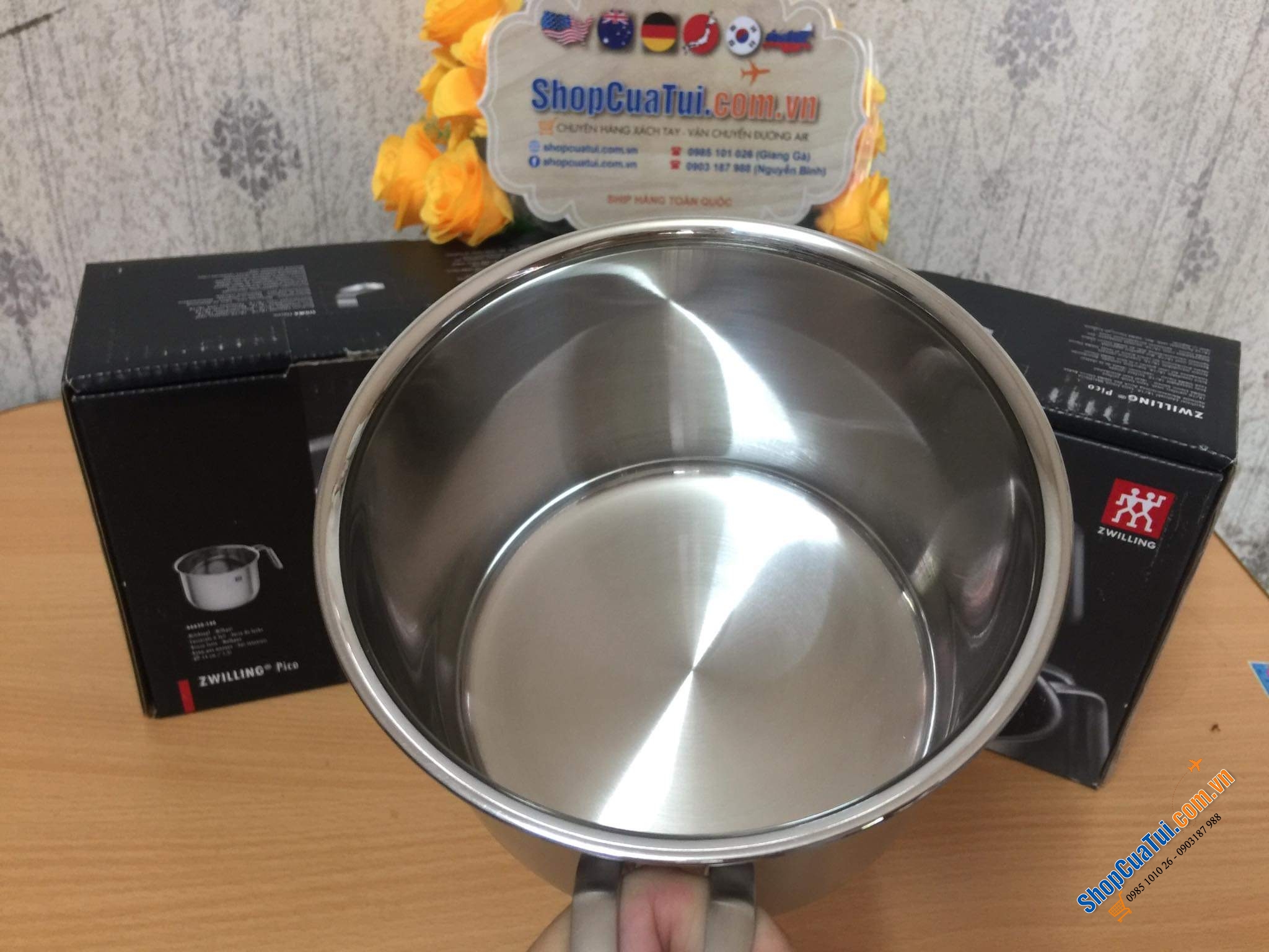 Ca đun sữa INOX ZWILLING, CA ĐUN KHÔNG CHỐNG DÍNH ZWILLING 14 CM VỚI DÁNG TAY CẦM PHONG CÁCH
