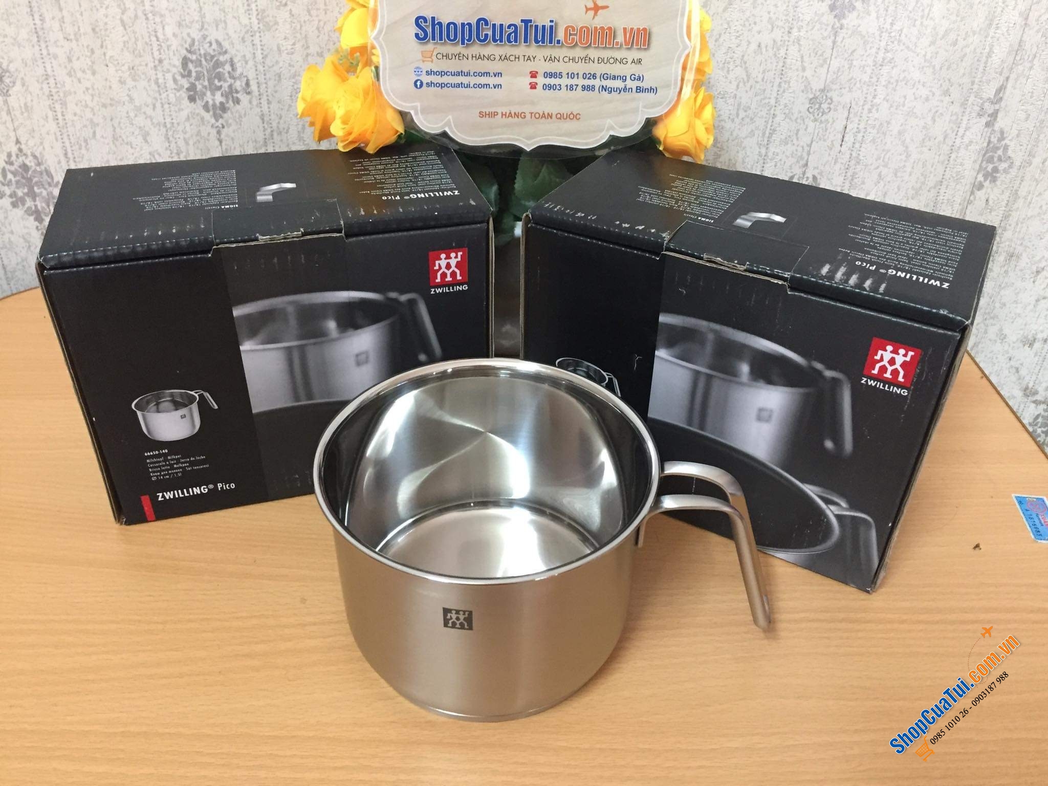Ca đun sữa INOX ZWILLING, CA ĐUN KHÔNG CHỐNG DÍNH ZWILLING 14 CM VỚI DÁNG TAY CẦM PHONG CÁCH