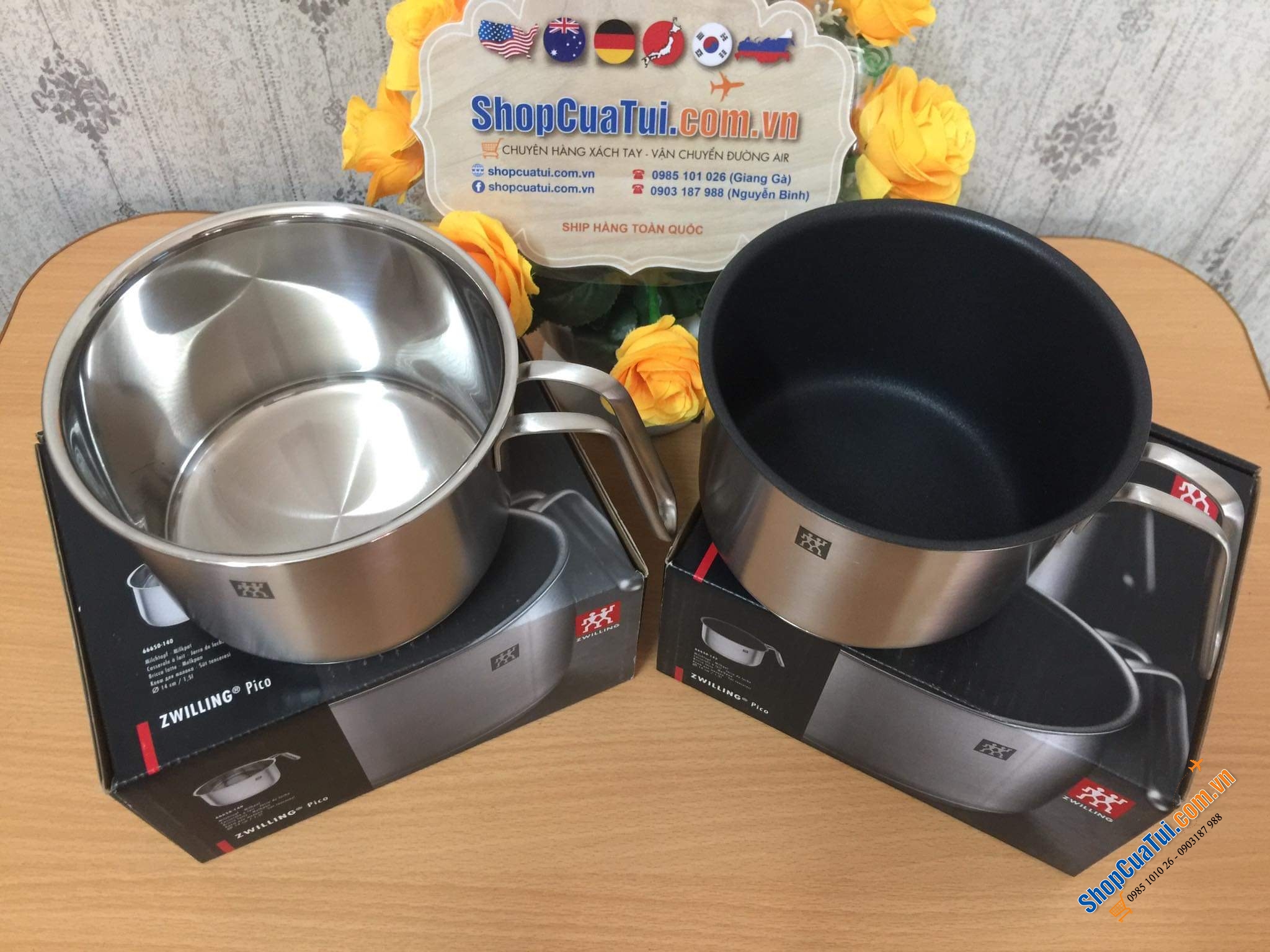 Ca đun sữa INOX ZWILLING, CA ĐUN KHÔNG CHỐNG DÍNH ZWILLING 14 CM VỚI DÁNG TAY CẦM PHONG CÁCH