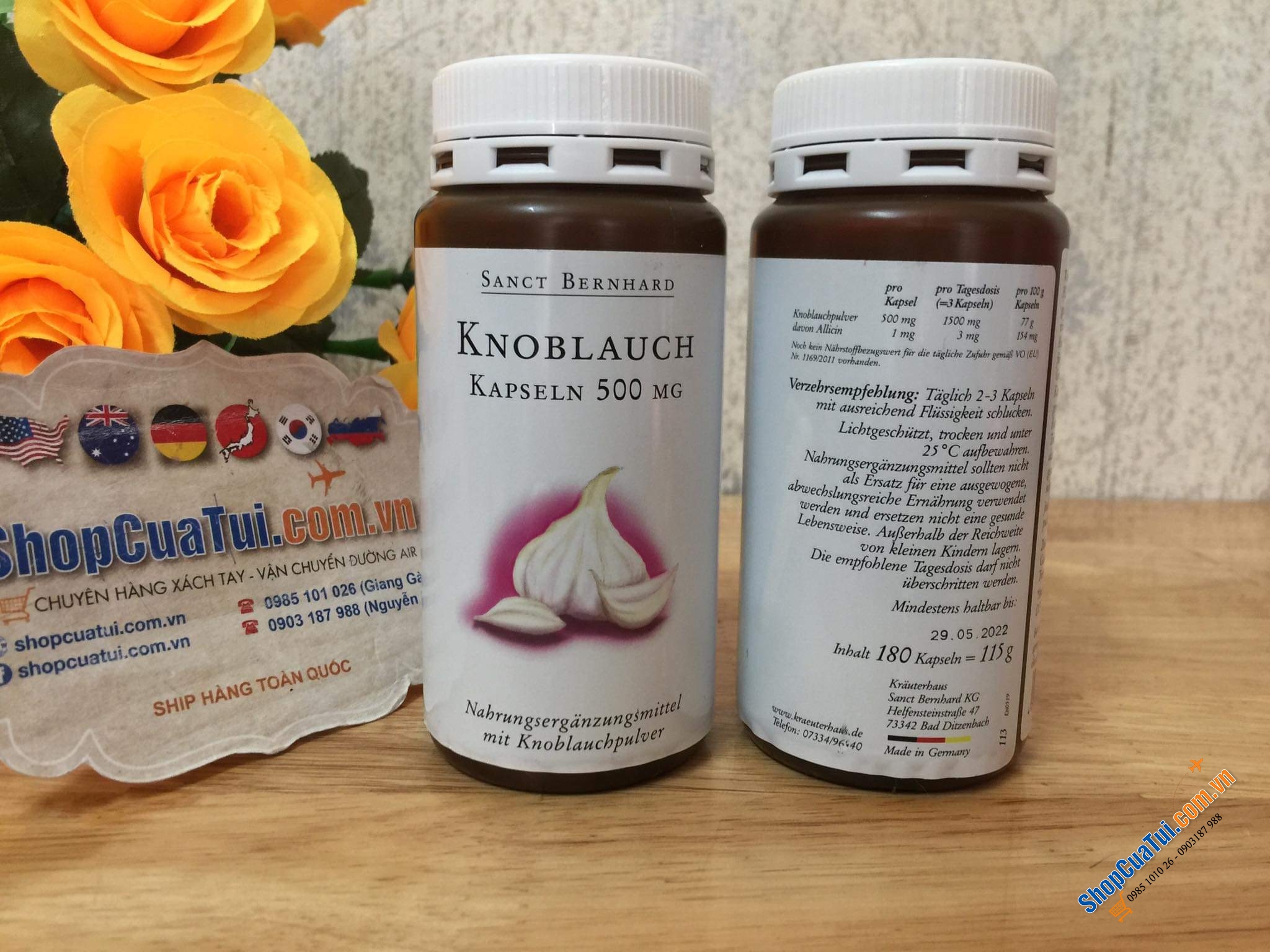 VIÊN UỐNG TINH CHẤT TỎI KNOBLAUCH 500mg SANCT BERNHARD - GIÚP BỔ TIM, CHỐNG SƠ VỮA ĐỘNG MẠCH, TĂNG ĐỀ KHÁNG CƠ THỂ !!!