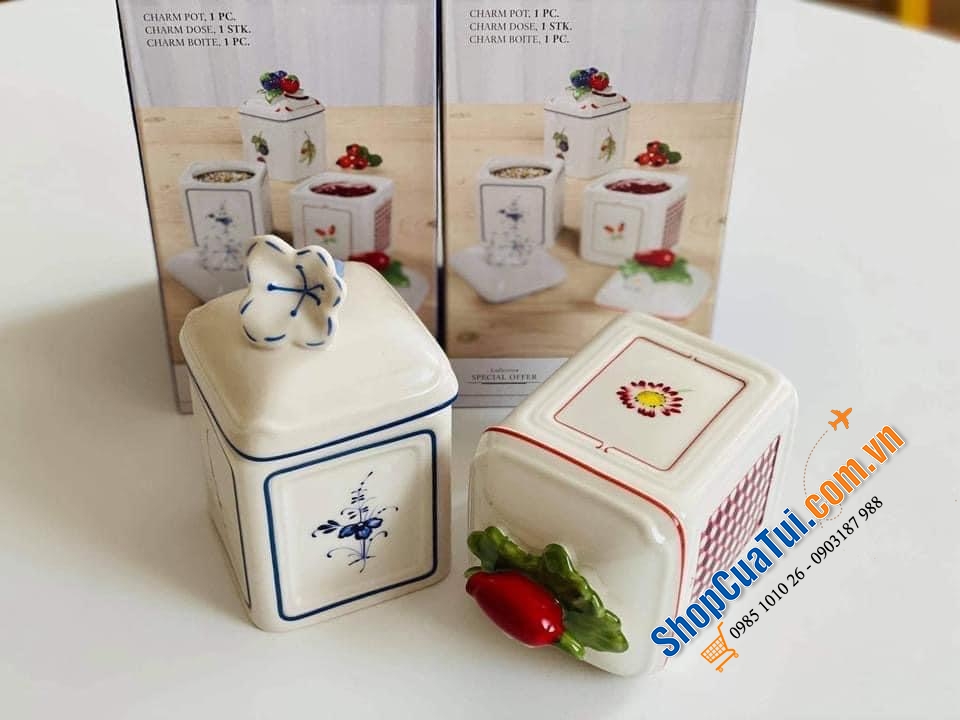 HŨ ĐỰNG GIA VỊ, HẠT NÊM, ỚT TRƯNG, ĐƯỜNG VILLEROY BOCH HÌNH HOA VÀ ỚT - MADE IN GERMNAY