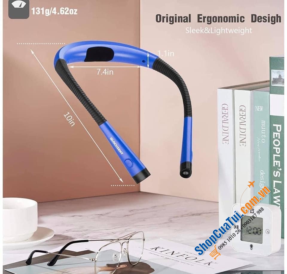 Đèn pin 2 đầu đeo cổ Glocusent - sạc 1 lần dùng 1 tuần.