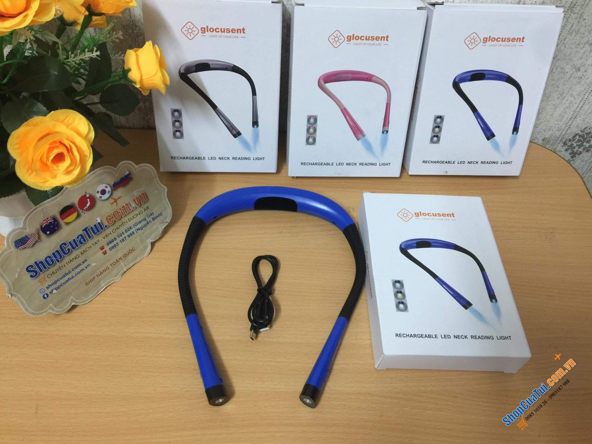 Đèn pin 2 đầu đeo cổ Glocusent - sạc 1 lần dùng 1 tuần.