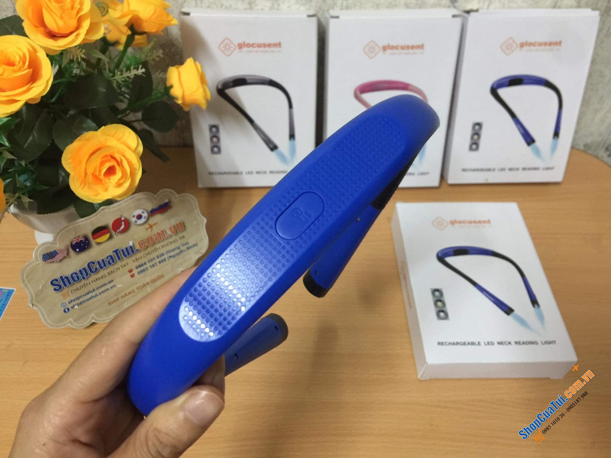 Đèn pin 2 đầu đeo cổ Glocusent - sạc 1 lần dùng 1 tuần.