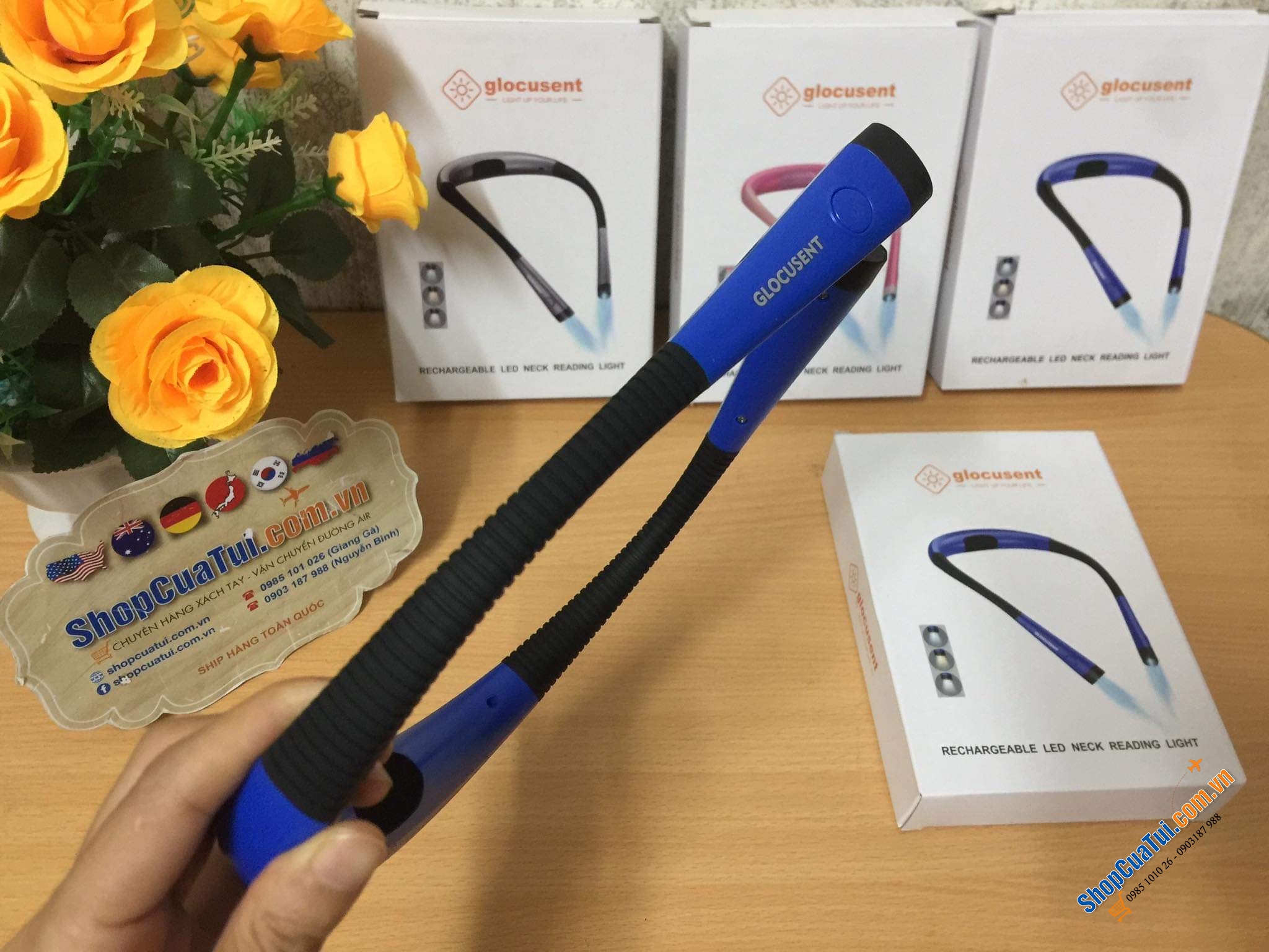 Đèn pin 2 đầu đeo cổ Glocusent - sạc 1 lần dùng 1 tuần.