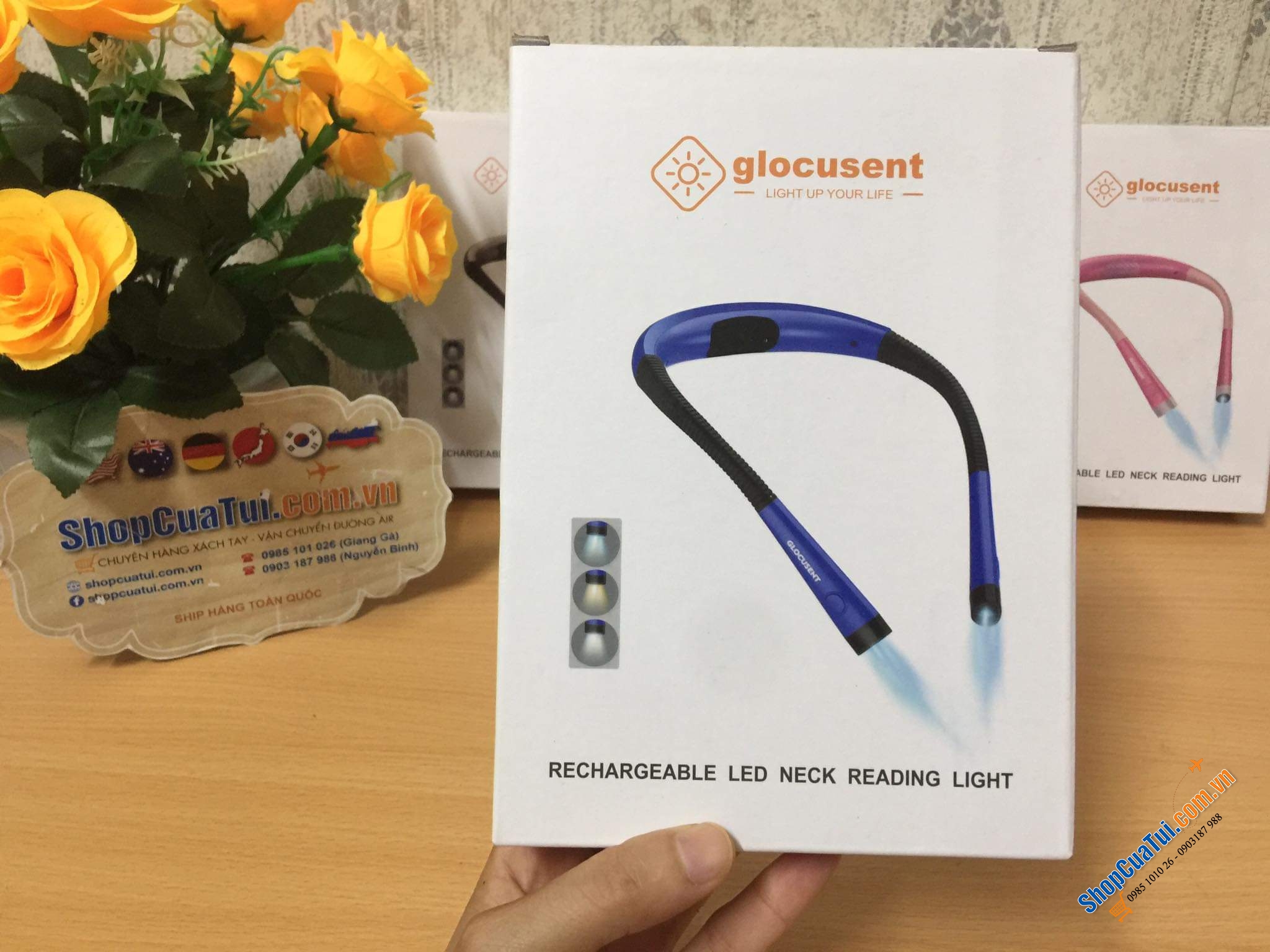 Đèn pin 2 đầu đeo cổ Glocusent - sạc 1 lần dùng 1 tuần.