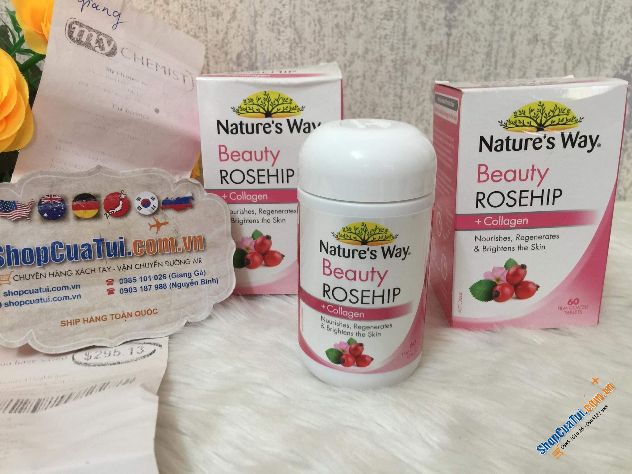 VIÊN UỐNG COLLAGEN TRẮNG DA, CHỐNG LÃO HÓA NATURE S WAY BEAUTY ROSEHIP + COLLAGEN 60 TABLETS