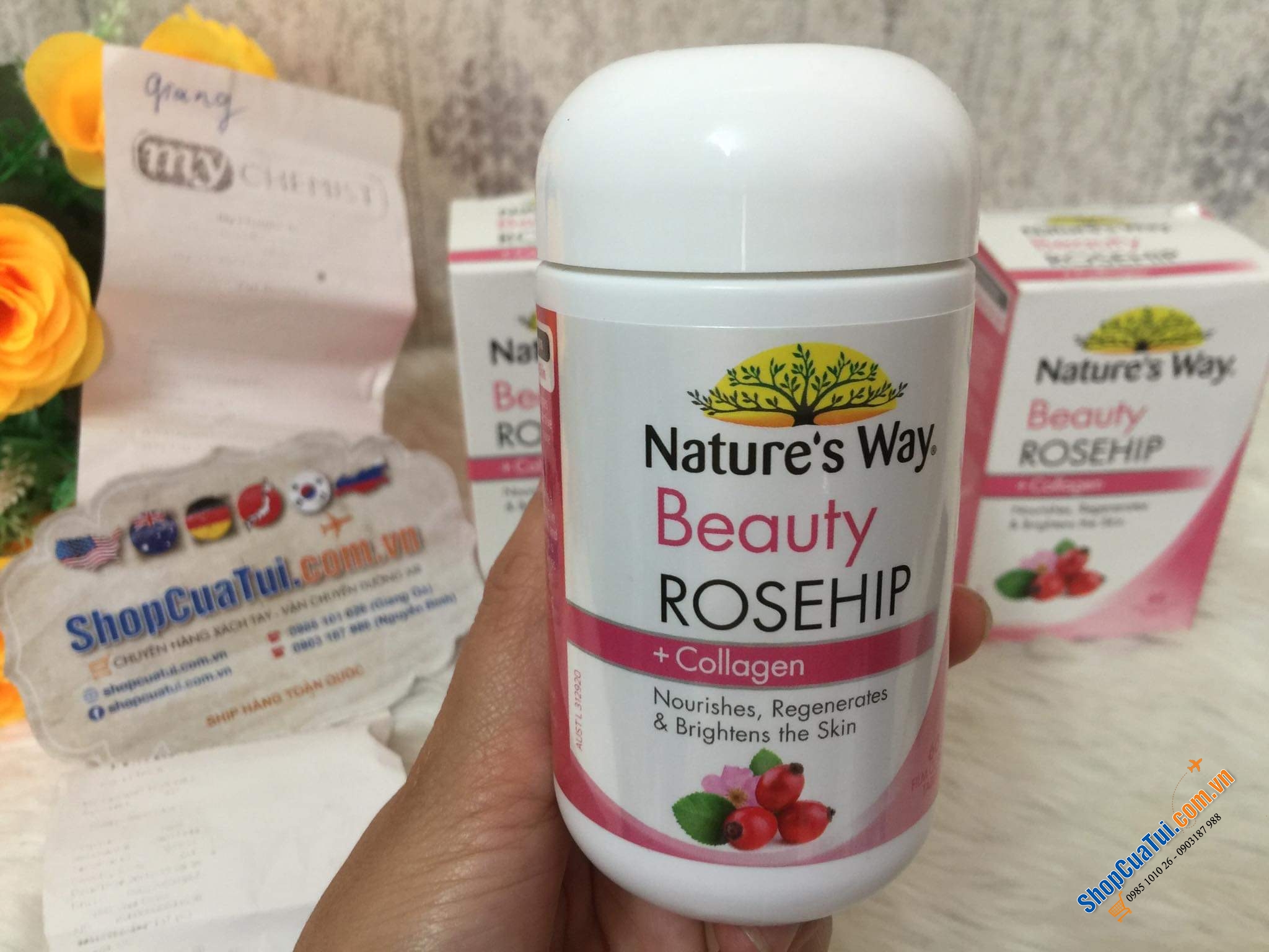 VIÊN UỐNG COLLAGEN TRẮNG DA, CHỐNG LÃO HÓA NATURE S WAY BEAUTY ROSEHIP + COLLAGEN 60 TABLETS